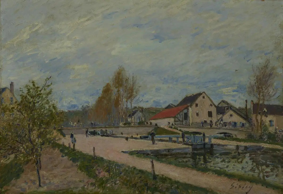 Reproduction du tableau « L'écluse de Bourgogne à Moret-sur-Loing - Alfred Sisley » par Alpha Reproduction en peinture à l’huile