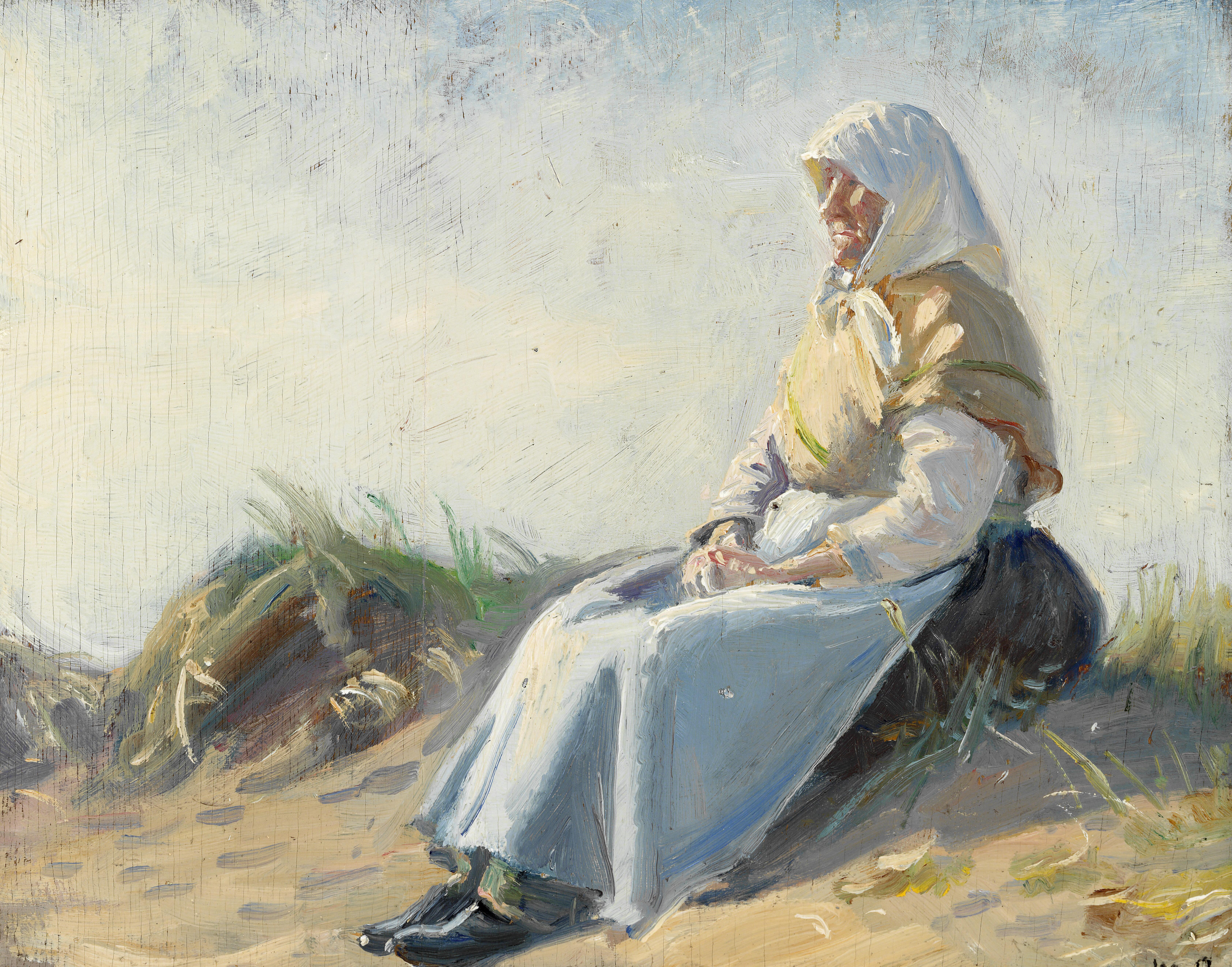 L'épouse d'Anker Nelle assise dans les dunes de Skagen. - Michael Peter Ancher