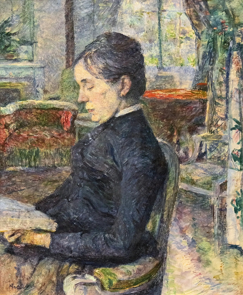 Grevinne Adèle av Toulouse-Lautrec i salongen på Château de Malromé - Henri de Toulouse-Lautrec