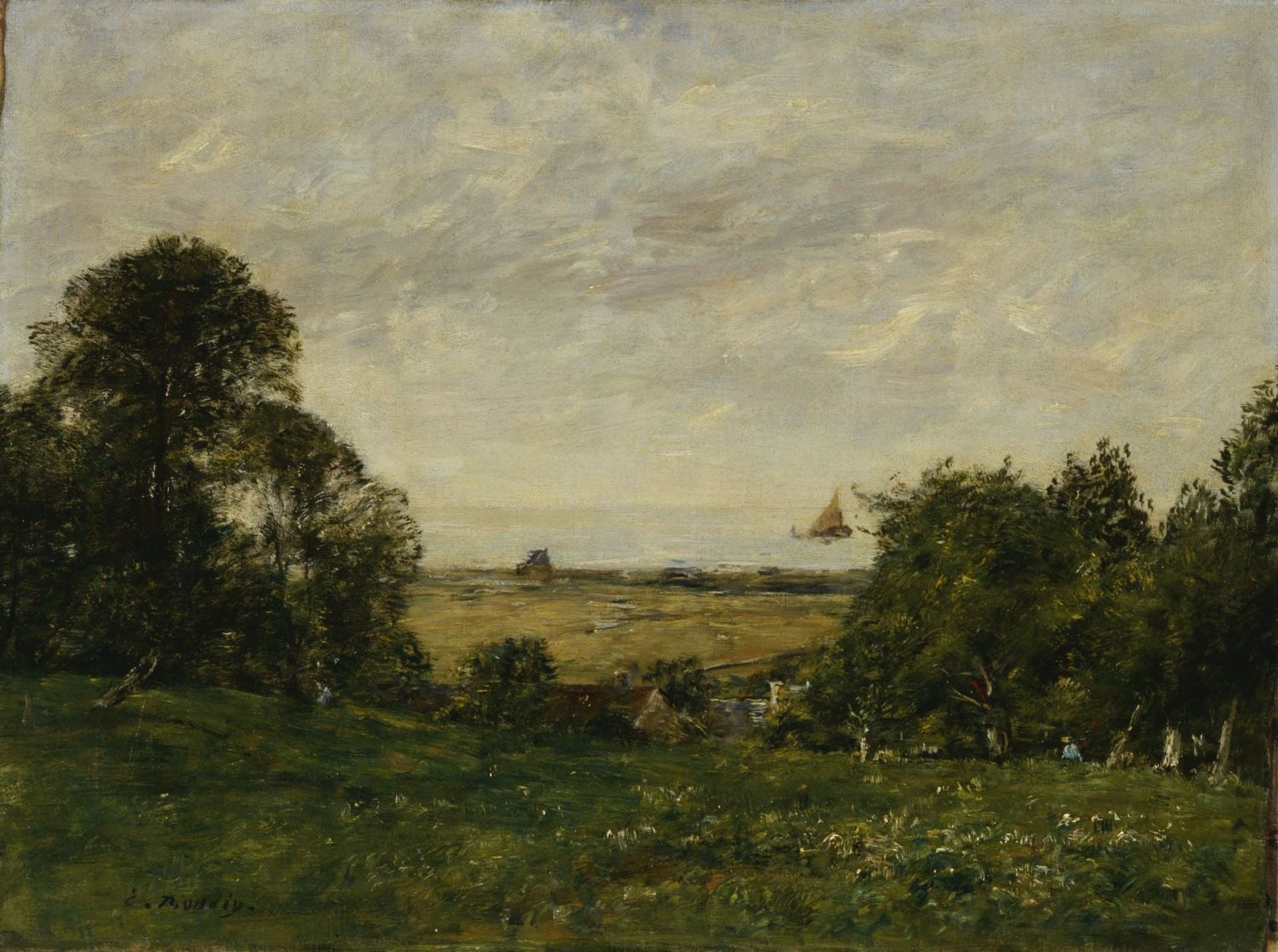 Reproduction du tableau « La Côte près de Trouville, vue des hauteurs - Eugène Boudin » par Alpha Reproduction en peinture à l’huile