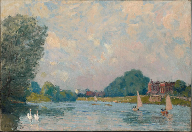 Themsen ved Hampton Court - Alfred Sisley