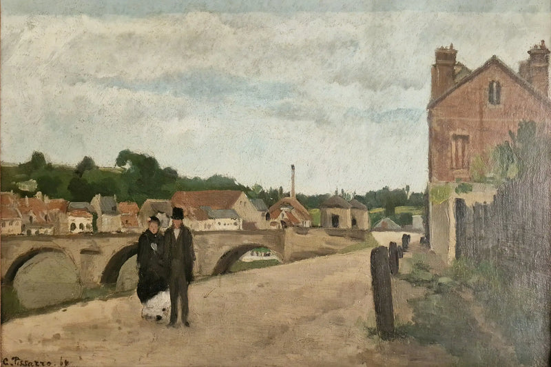 Veien til slusen og broen i Pontoise - Camille Pissarro