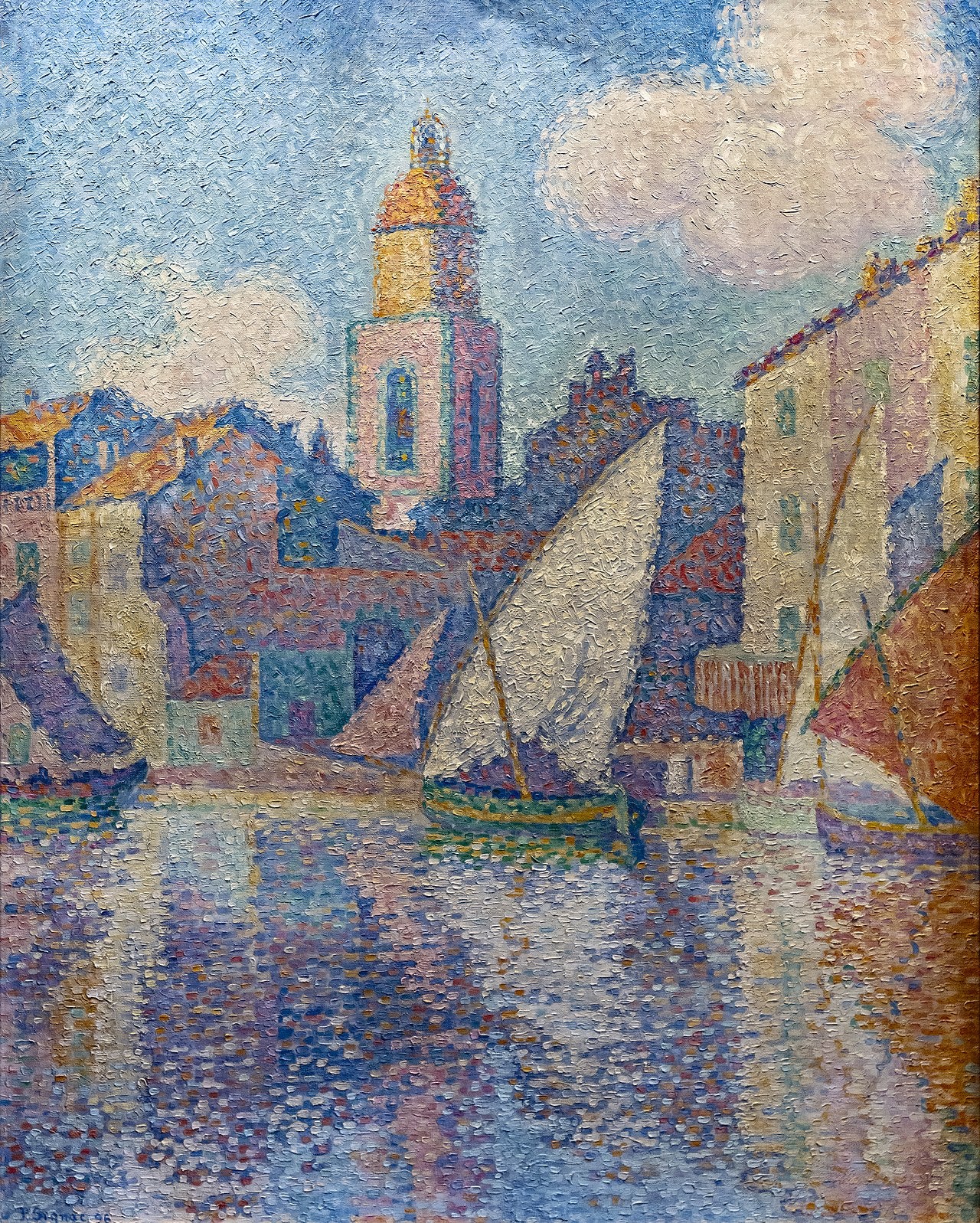 Reproduction du tableau « Le Clocher de Saint-Tropez - Paul Signac » par Alpha Reproduction en peinture à l’huile