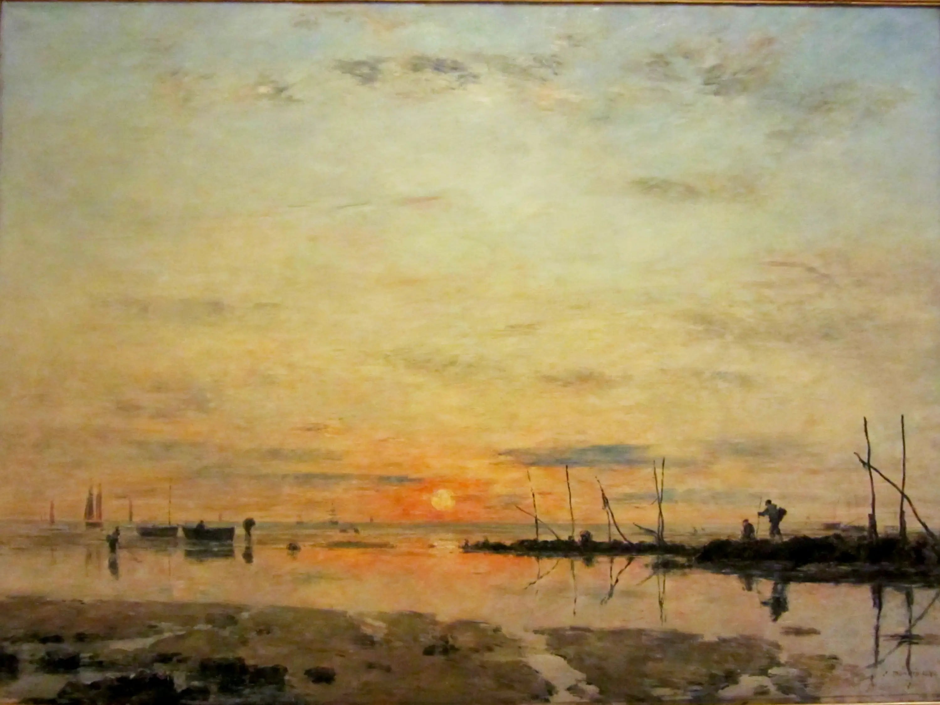 Reproduction du tableau « Le Havre. Coucher de soleil à marée basse - Eugène Boudin » par Alpha Reproduction en peinture à l’huile