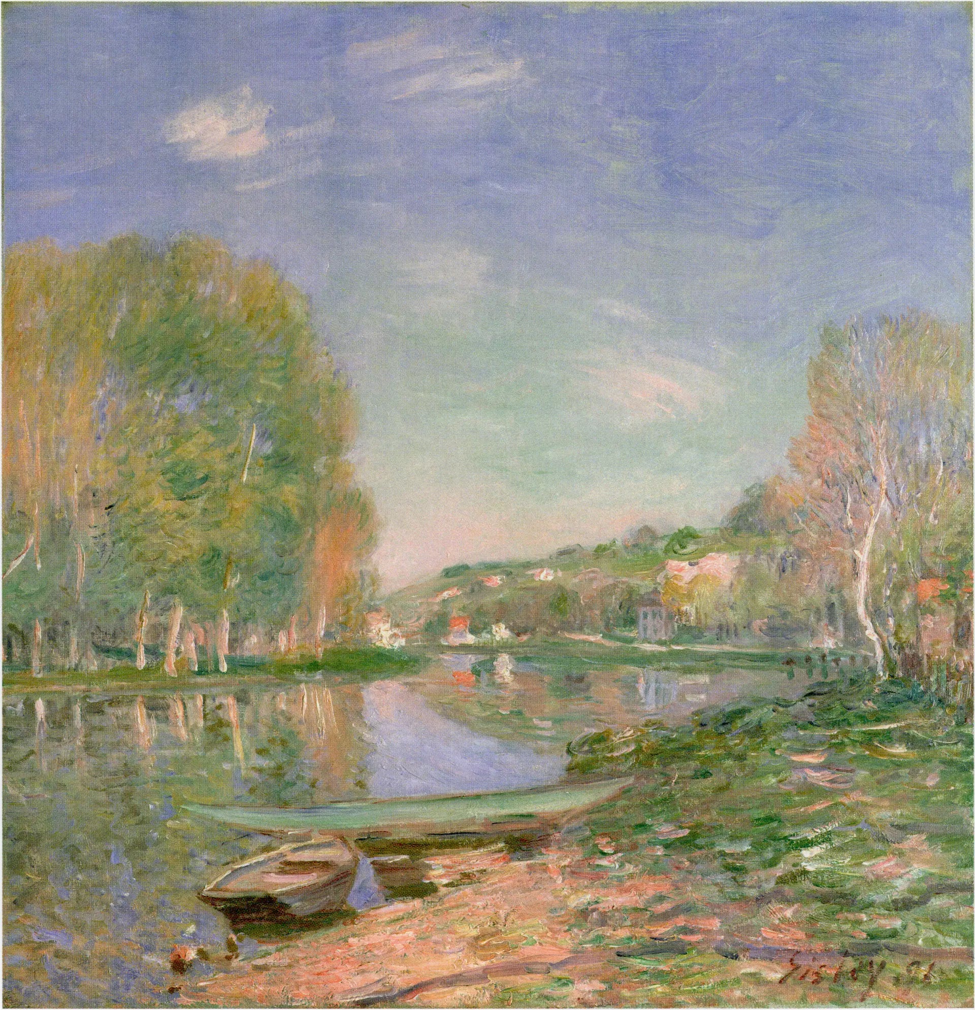 Reproduction du tableau « Les rives du Loing, matin - Alfred Sisley » par Alpha Reproduction en peinture à l’huile