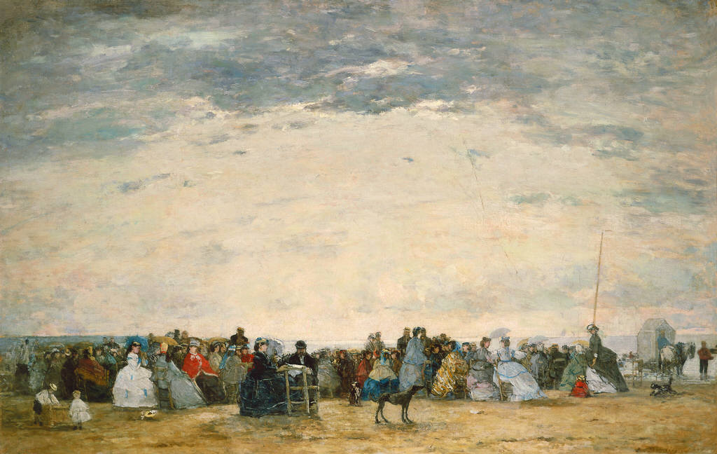 Reproduction du tableau « Les vacanciers sur la plage à Trouville - Eugène Boudin » par Alpha Reproduction en peinture à l’huile