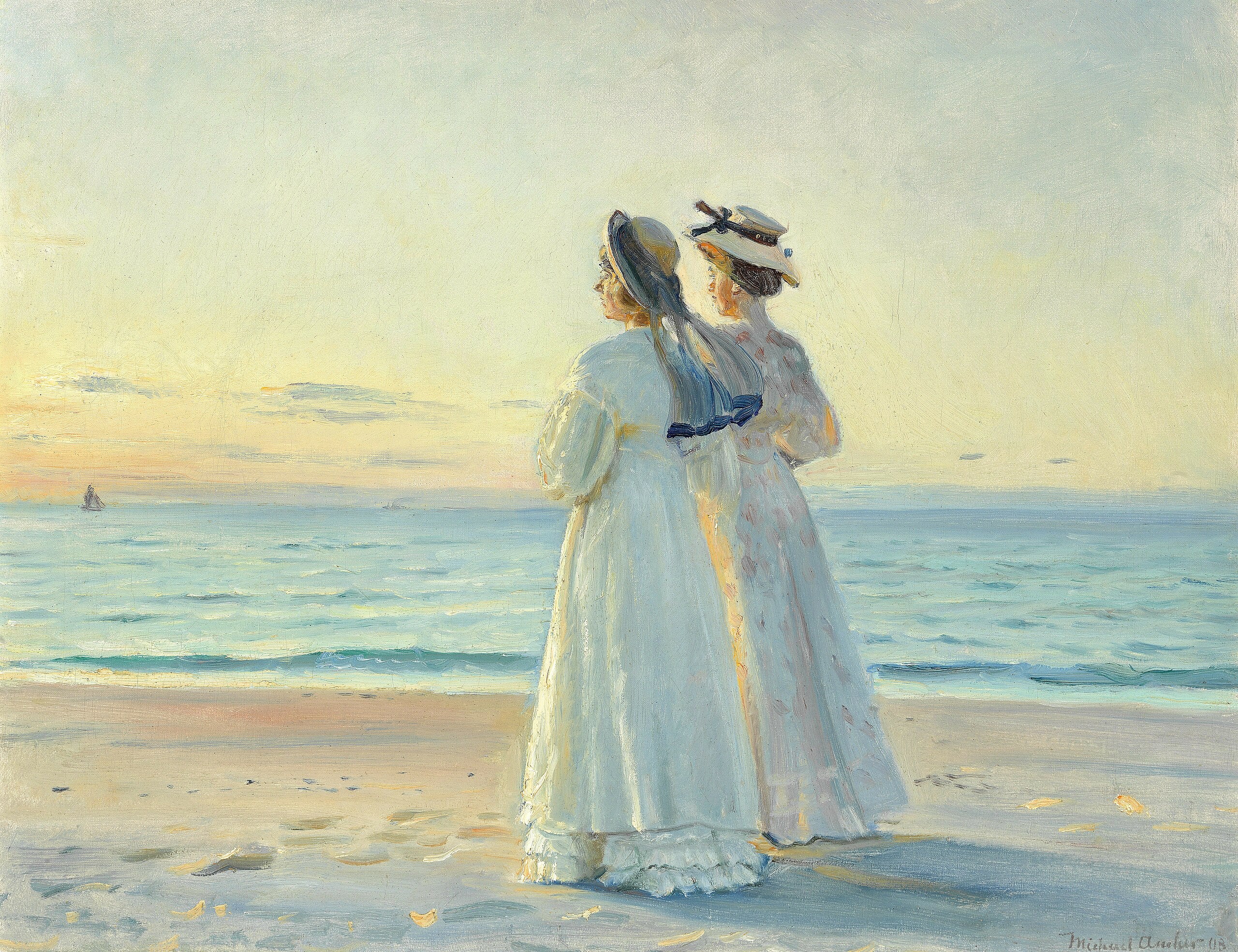 Marie Dinesen et Anna Bitch sur Skagen Nordstrand - Michael Peter Ancher - Alpha Reproduction