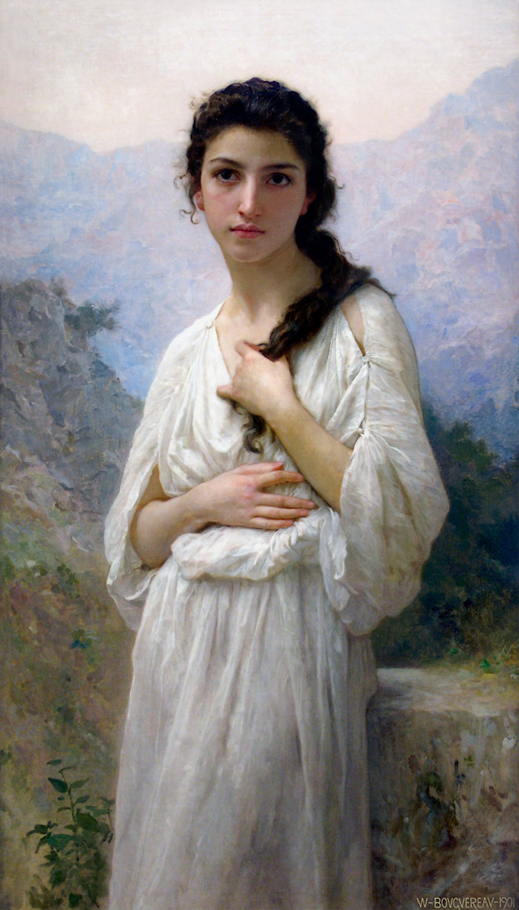 Reproduction du tableau « Méditation - Bouguereau » par Alpha Reproduction en peinture à l’huile