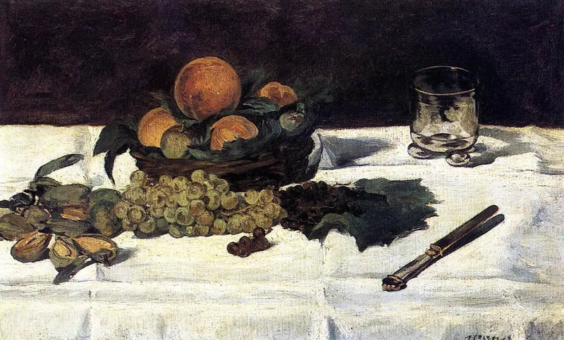 Stilleben med glass og frukt - Édouard Manet
