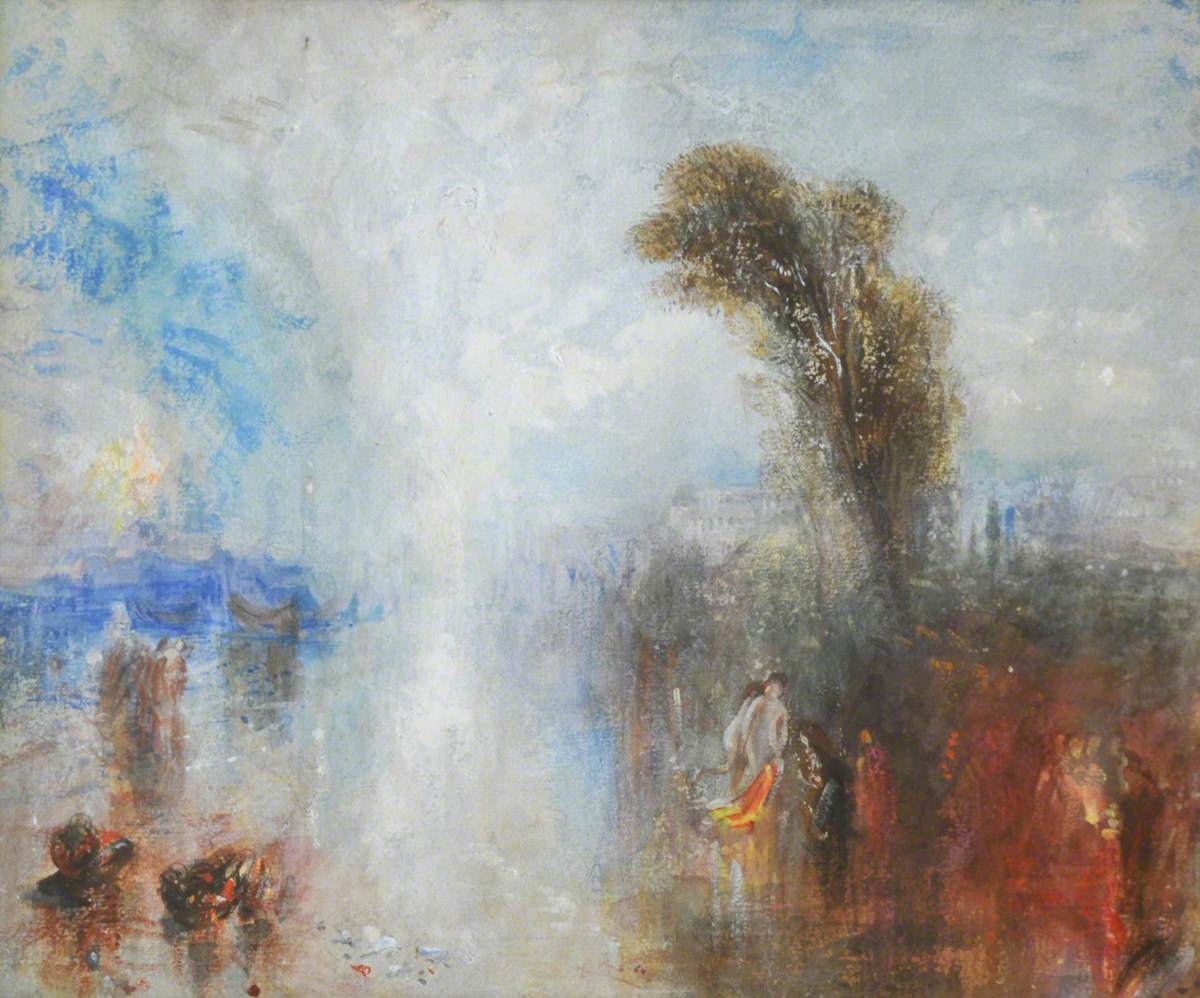 Napolitanske fiskerjenter overrasket mens de bader i måneskinn - J. M. W. Turner