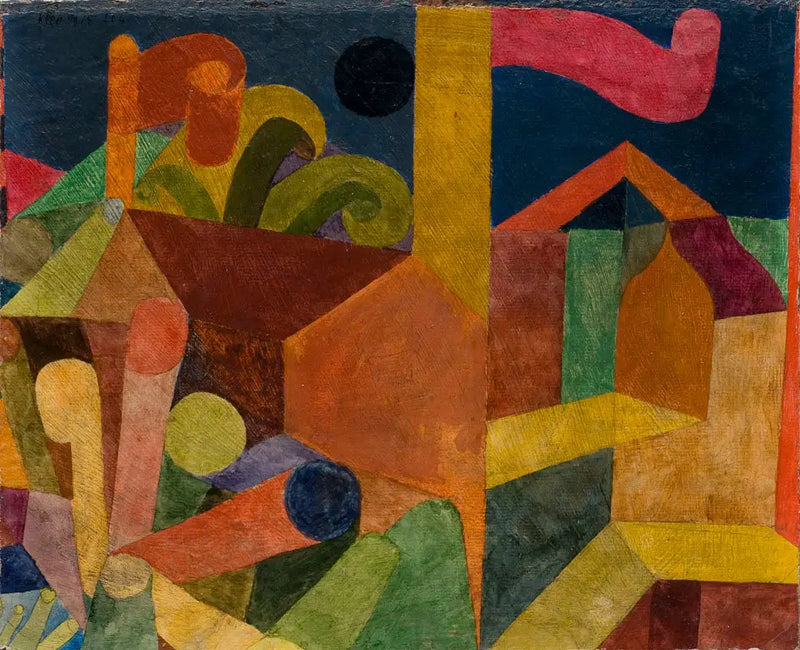 Landskap med flagg; Hus med flagg - Paul Klee