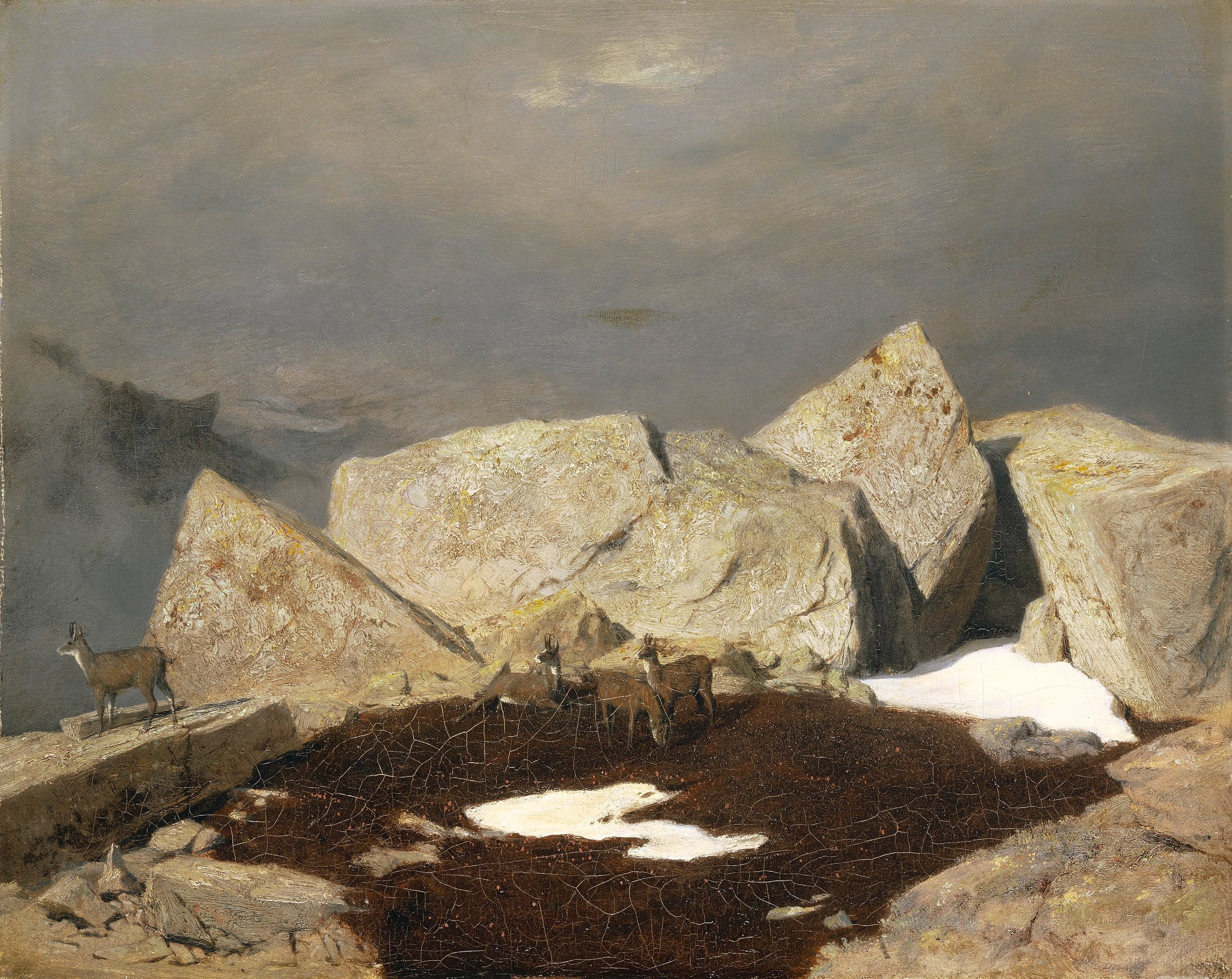 Paysage de montagne avec des chamois - Arnold Böcklin