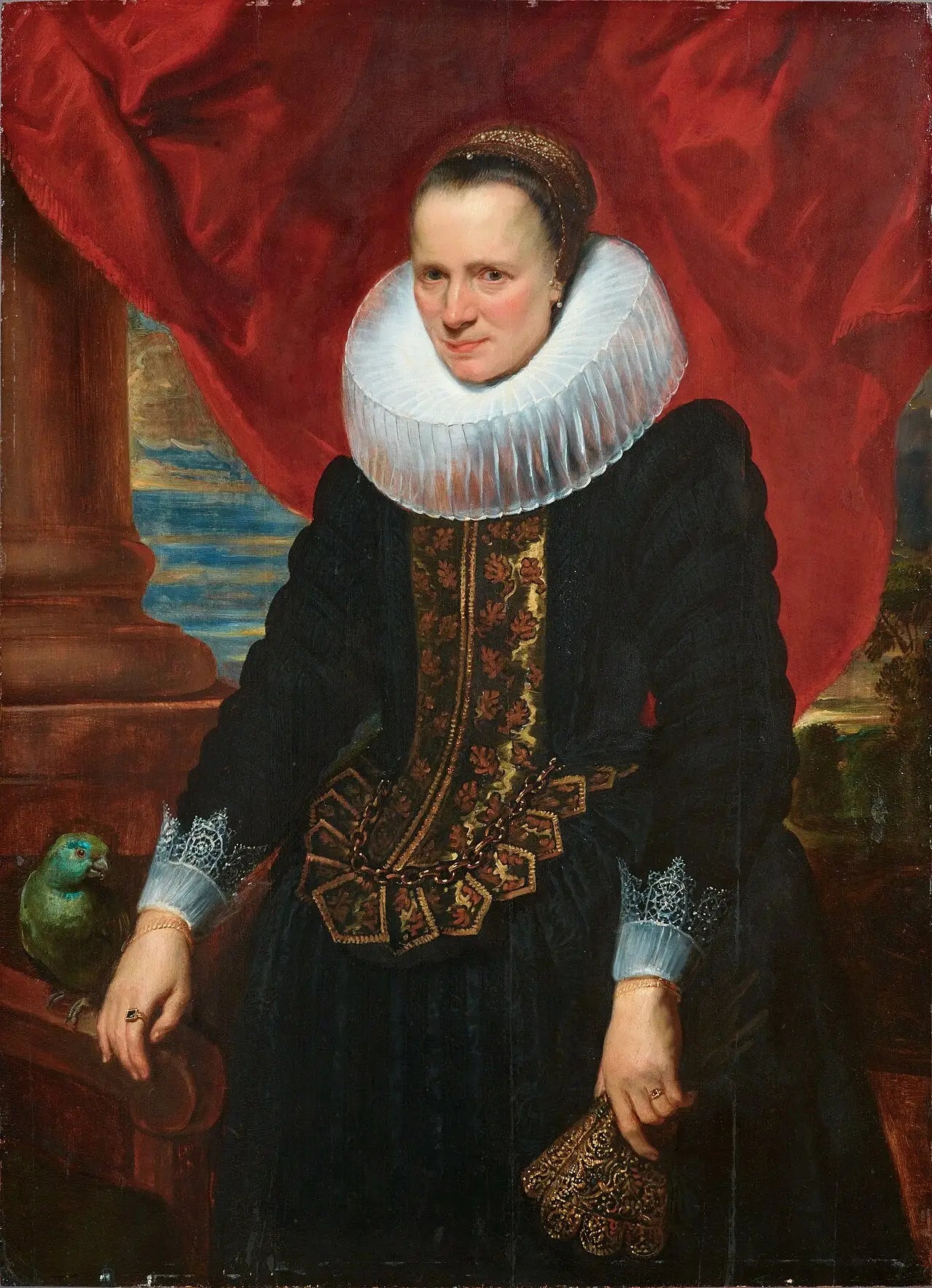 Portrait d’une femme avec un perroquet - Antoine van Dyck - Alpha Reproduction
