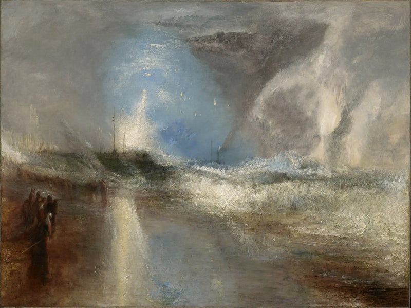 Raketter og blå lys (Nær ved) for å advare dampbåter om grunner - J. M. W. Turner