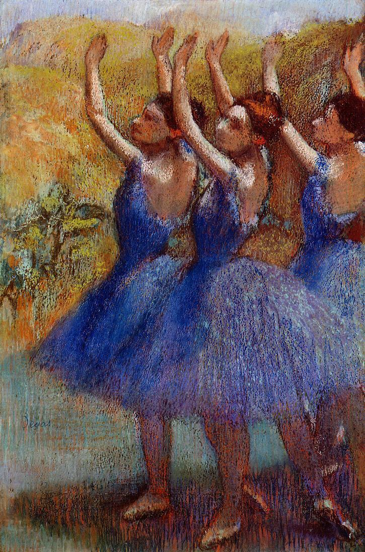 Tre dansere i lilla tutuer - Edgar Degas