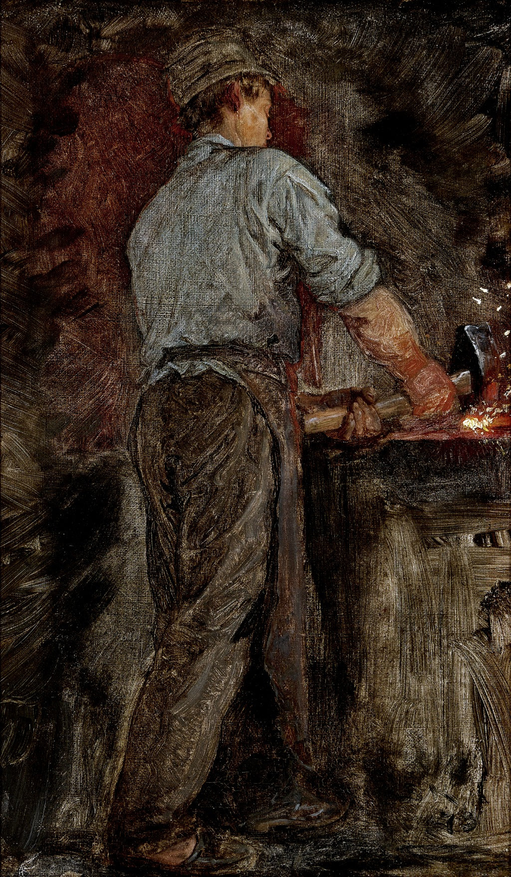 Un forgeron. En pied, vu de dos. Étude. - Peder Severin Krøyer