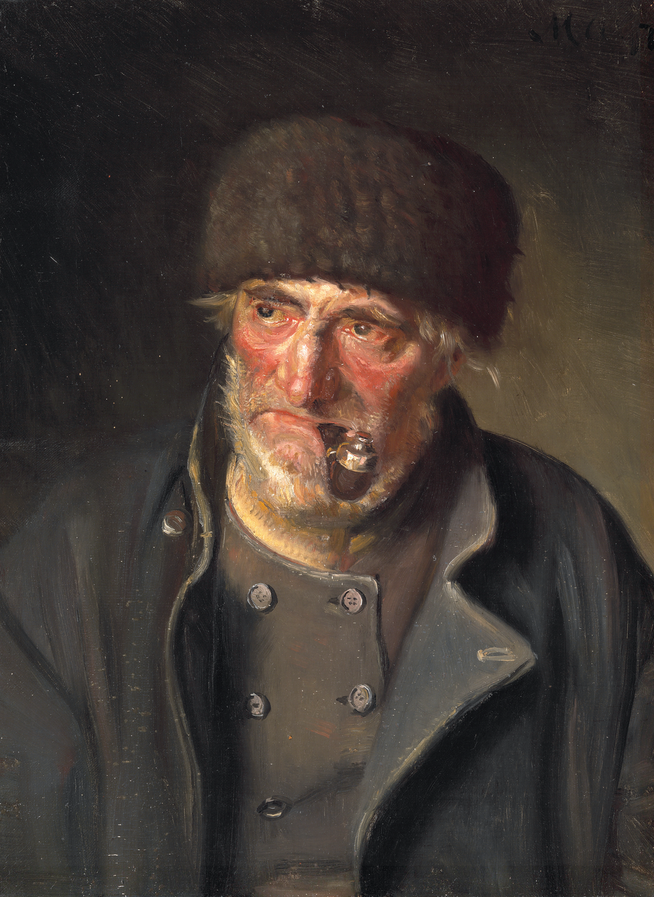 Un vieux pêcheur avec une pipe. - Michael Peter Ancher