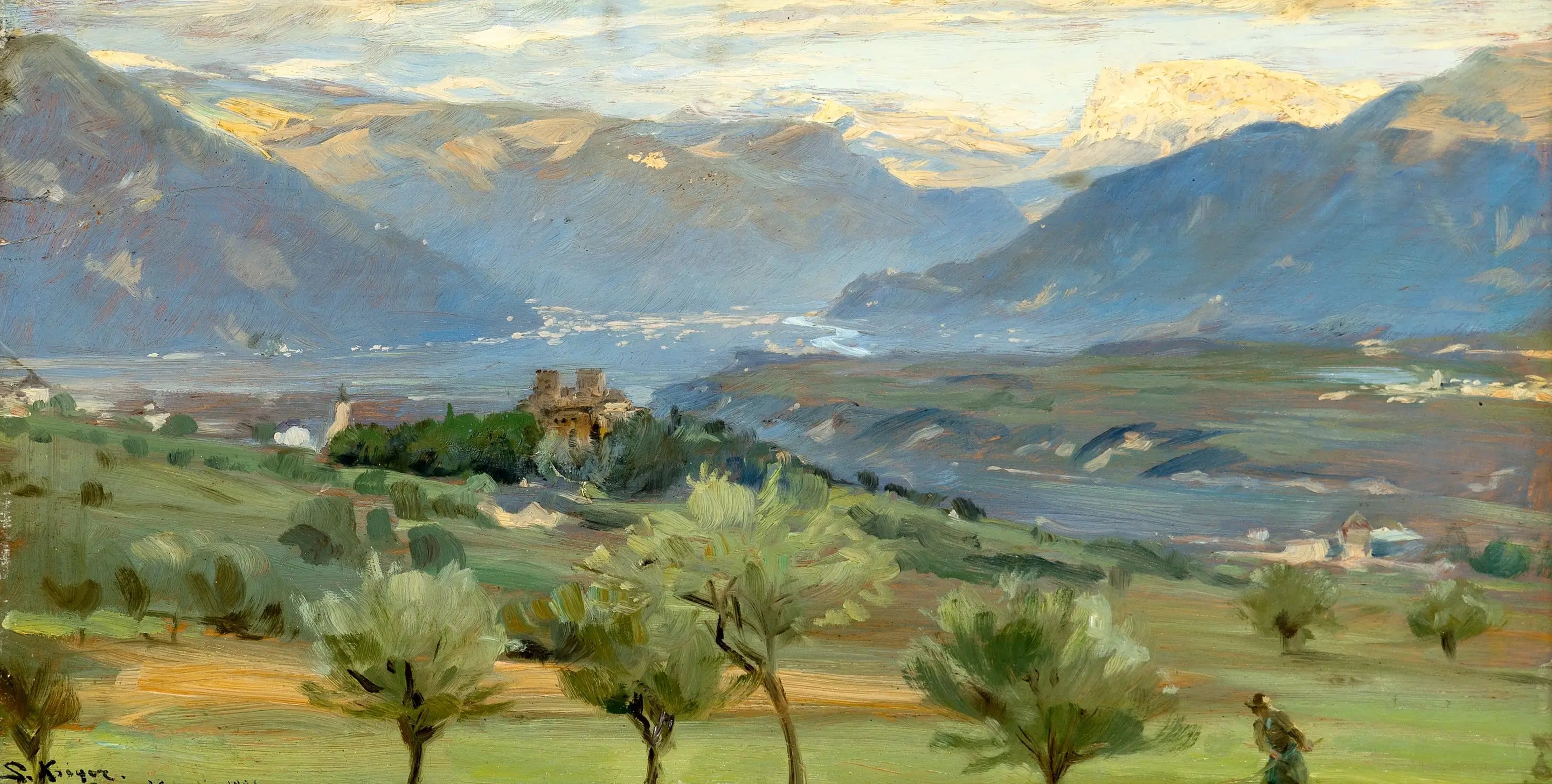 Vue de Bolzano depuis le château Saint-Valentin au Tyrol. - Peder Severin Krøyer - Alpha Reproduction