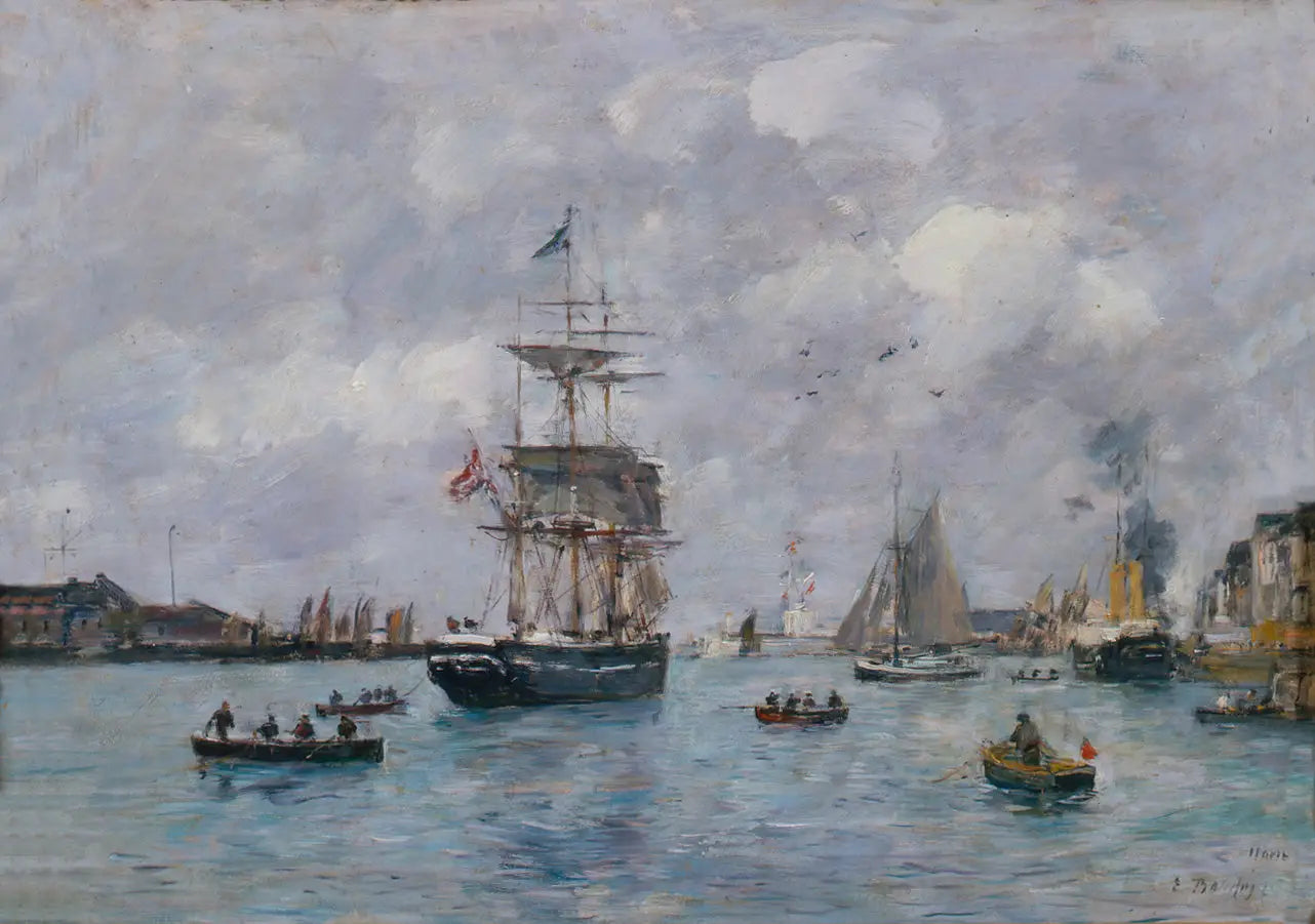 Reproduction du tableau « Vue du port du Havre - Eugène Boudin » par Alpha Reproduction en peinture à l’huile