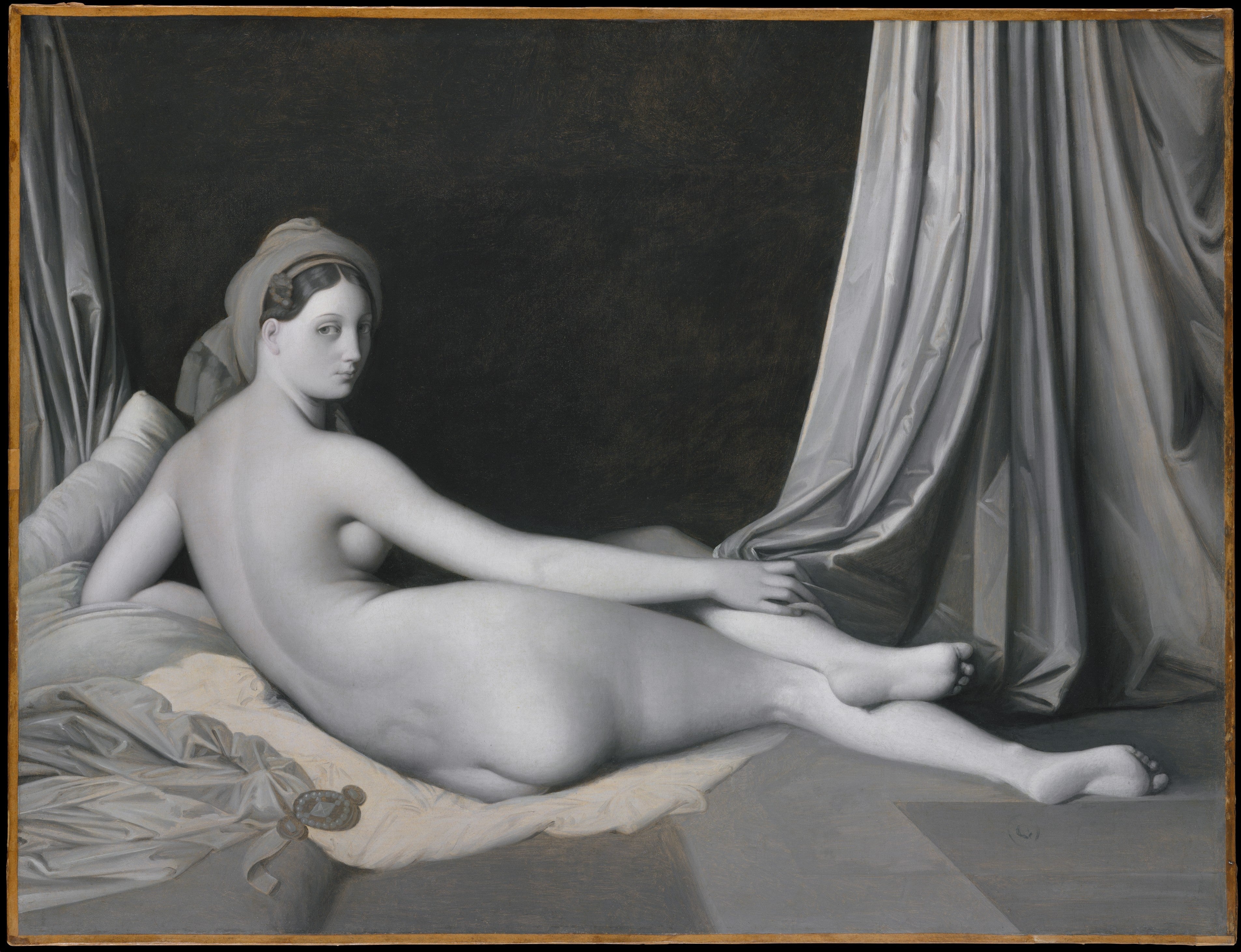 Odalisque i gråtoner - Jean-Auguste-Dominique Ingres