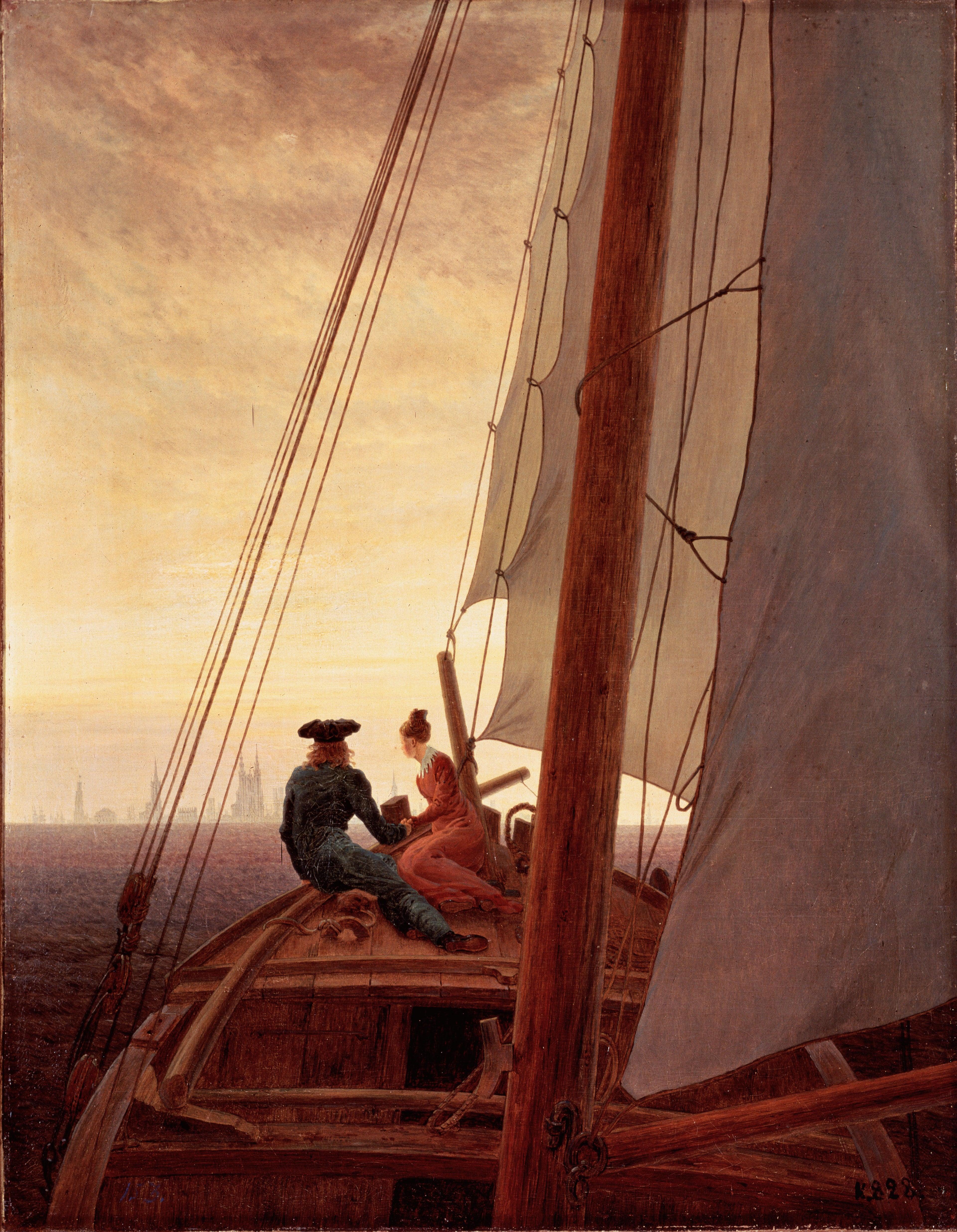 Reproduction du tableau « Sur le voilier - Caspar David Friedrich » par Alpha Reproduction en peinture à l’huile