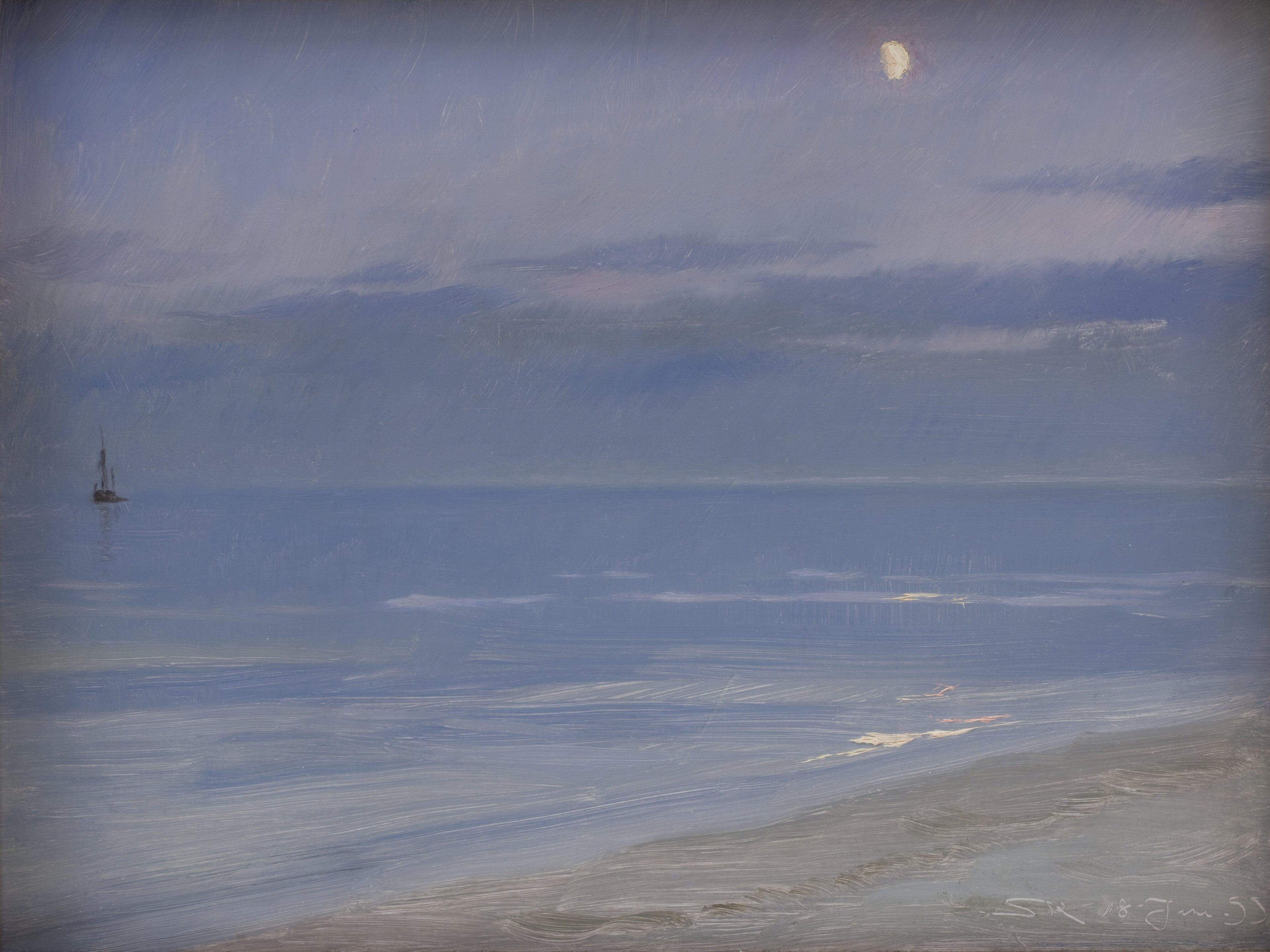 Skagen-stranden i måneskinn - Peder Severin Krøyer