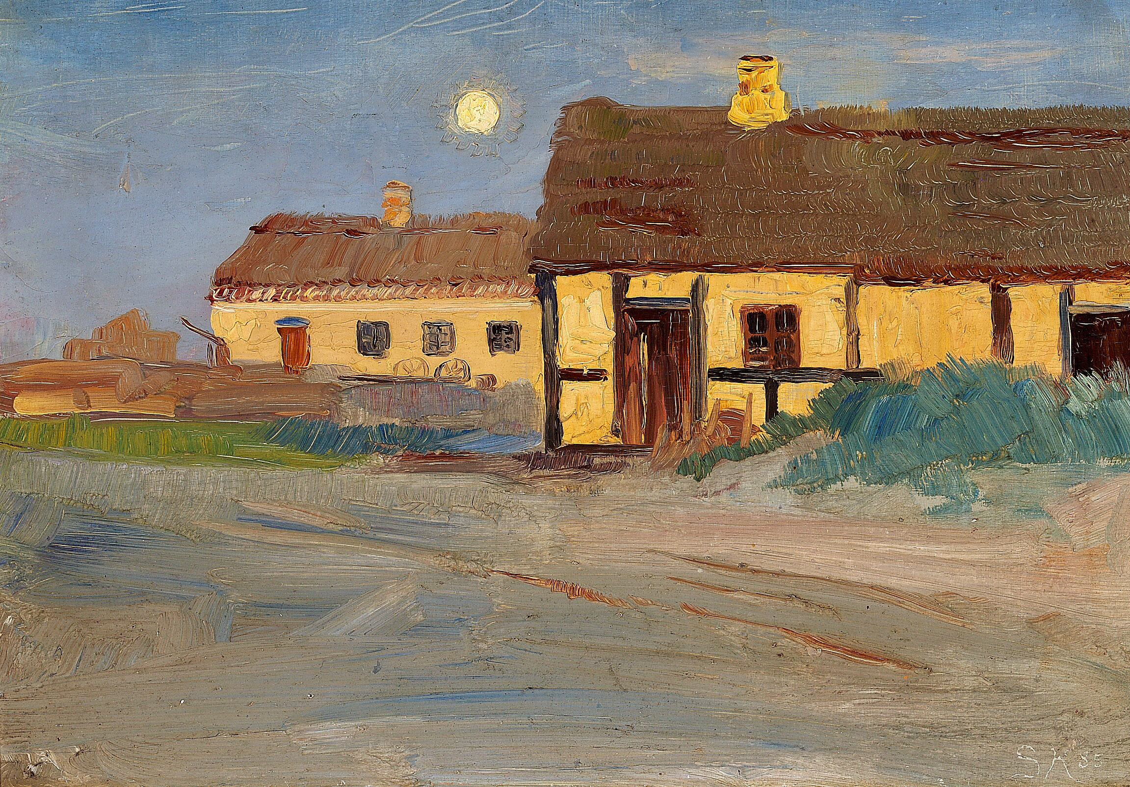 Christoffer's hus i Skagen. Måneskinn. Sommerkveld - Peder Severin Krøyer