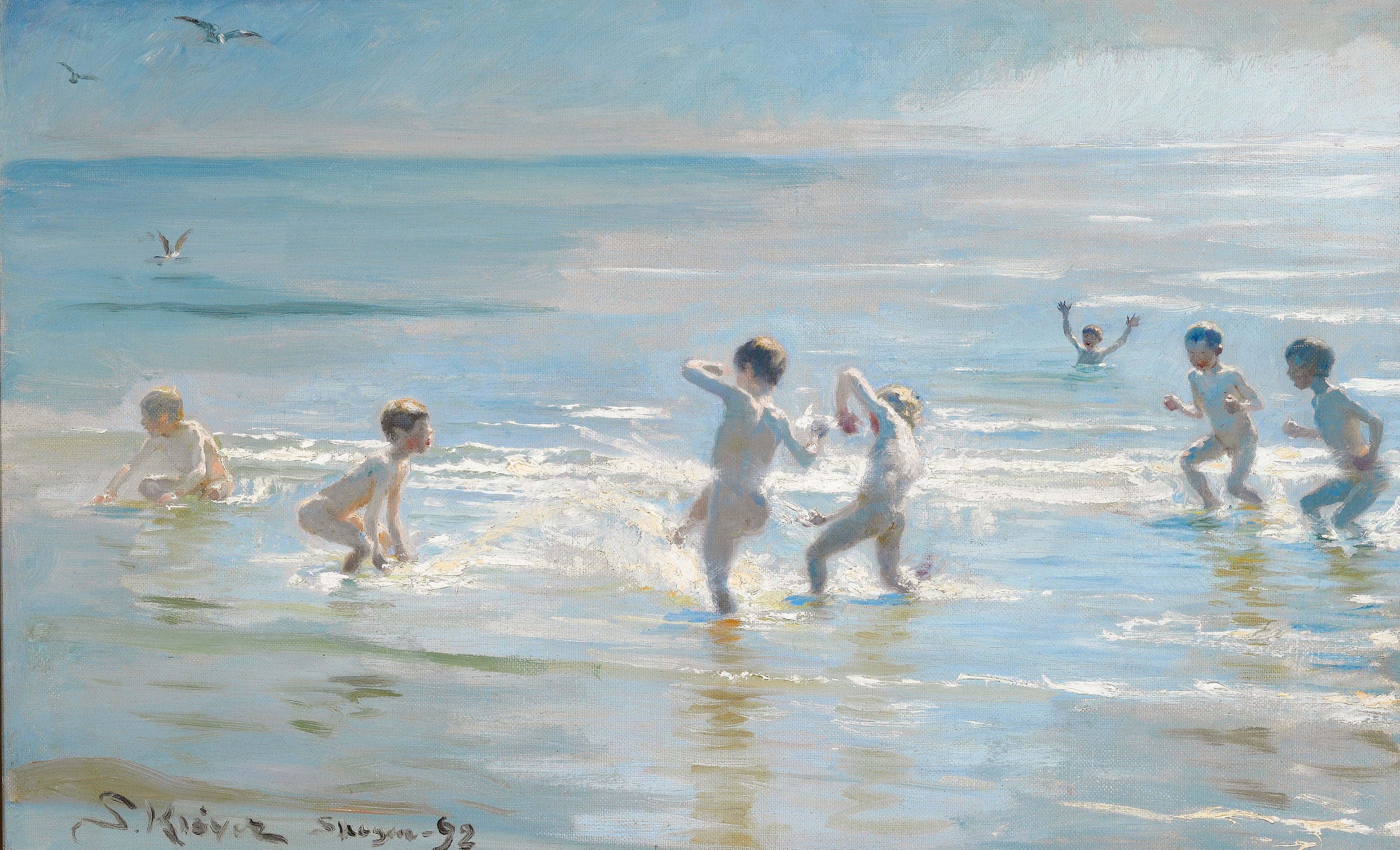 Garçons se baignant un soir d'été à la plage de Skagen - Peder Severin Krøyer