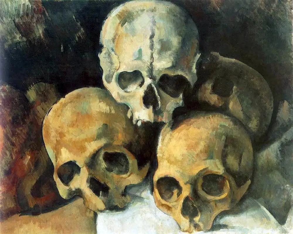 Reproduction du tableau « Pyramide de crânes - Paul Cézanne » par Alpha Reproduction en peinture à l’huile