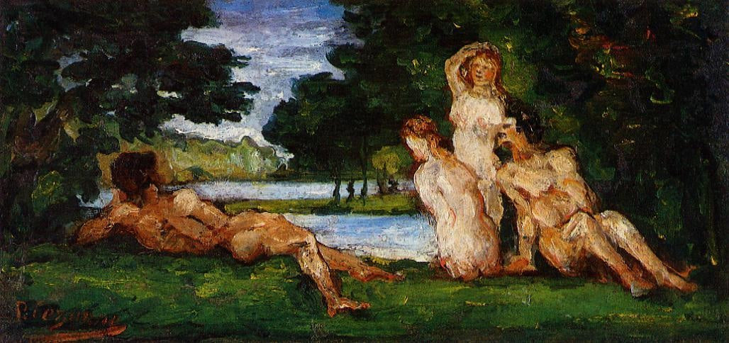 Reproduction du tableau « Baigneurs et baigneuses - Paul Cézanne » par Alpha Reproduction en peinture à l’huile