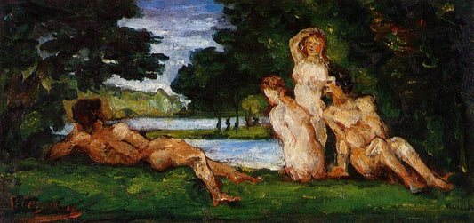 Reproduction du tableau « Baigneurs et baigneuses - Paul Cézanne » par Alpha Reproduction en peinture à l’huile