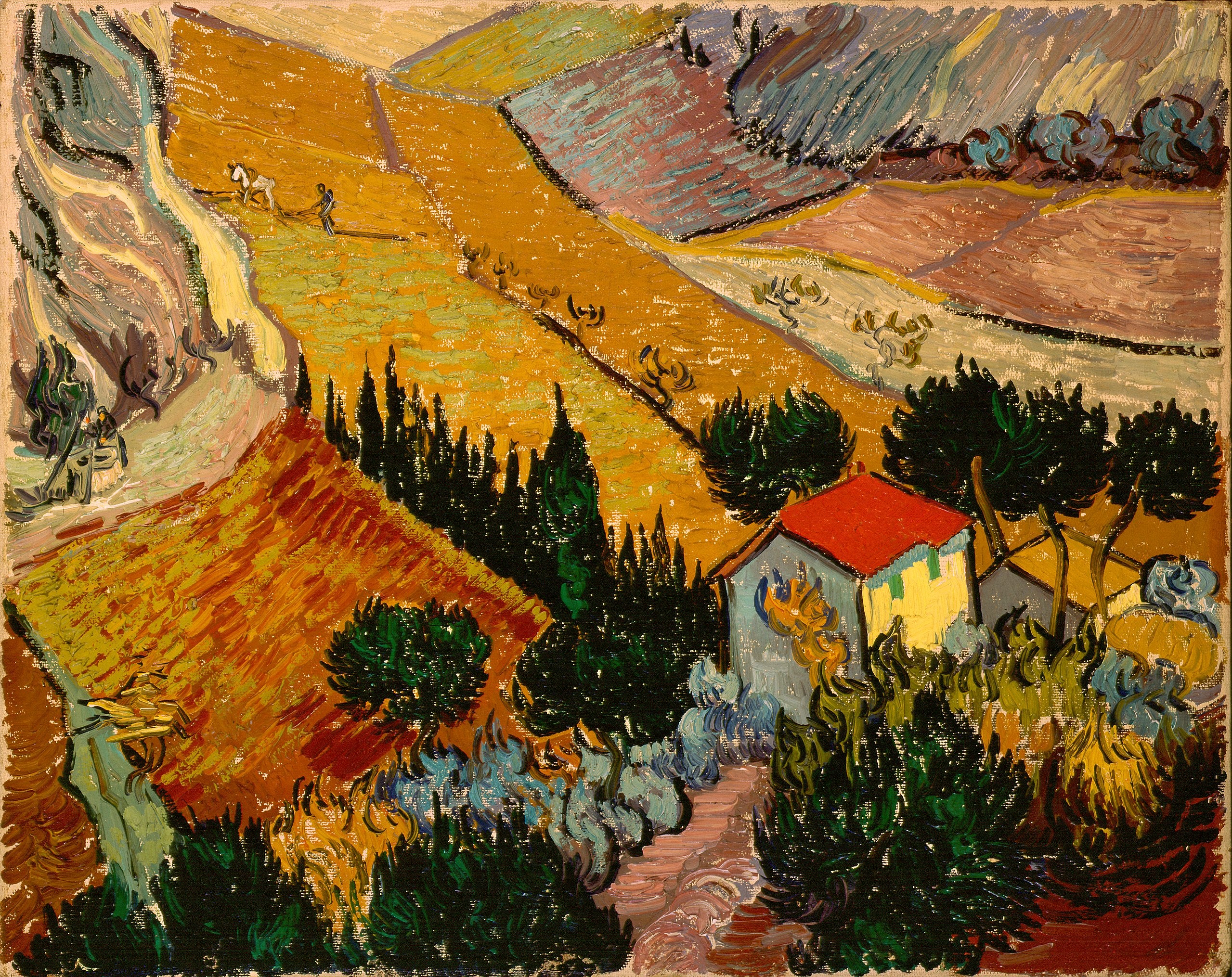 Landskap med et hus og en arbeider - Vincent van Gogh
