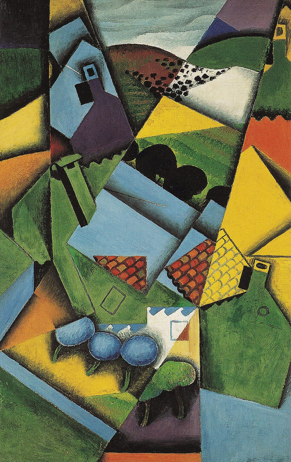 Dødt natur med rutete duk - Juan Gris