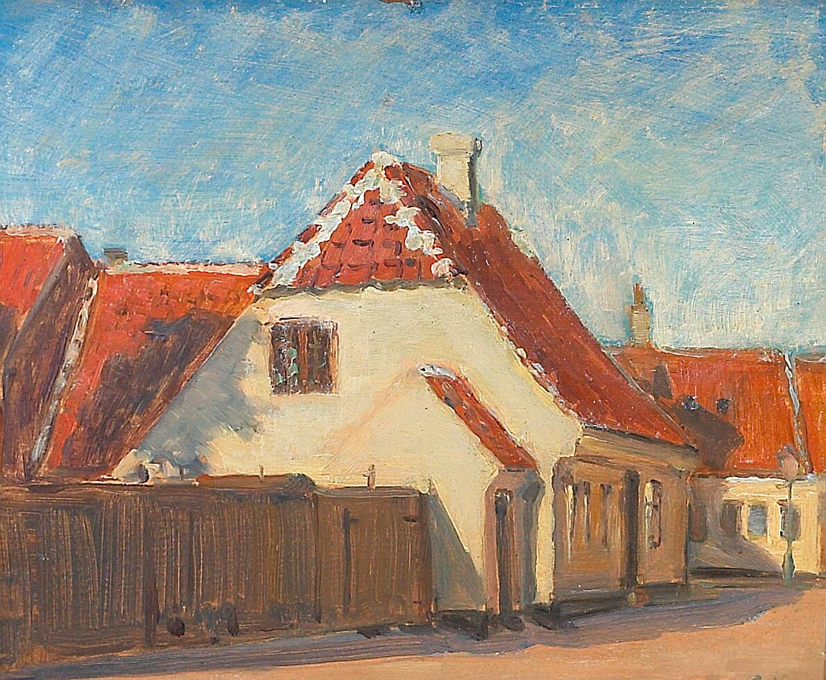 Gule hus i Skagen. - Peder Severin Krøyer