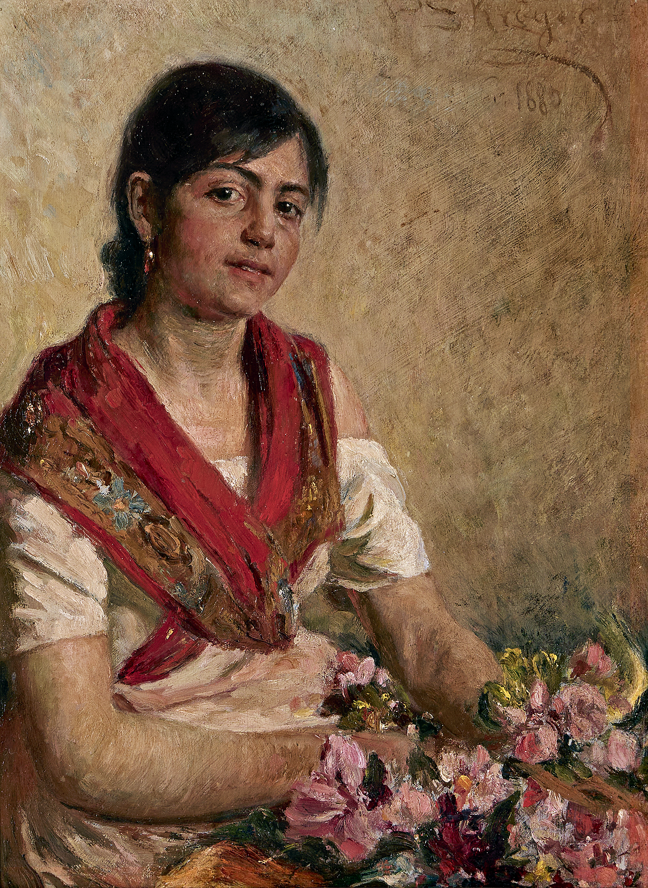 Nannina, blomsterhandler fra Napoli. Studie. - Peder Severin Krøyer