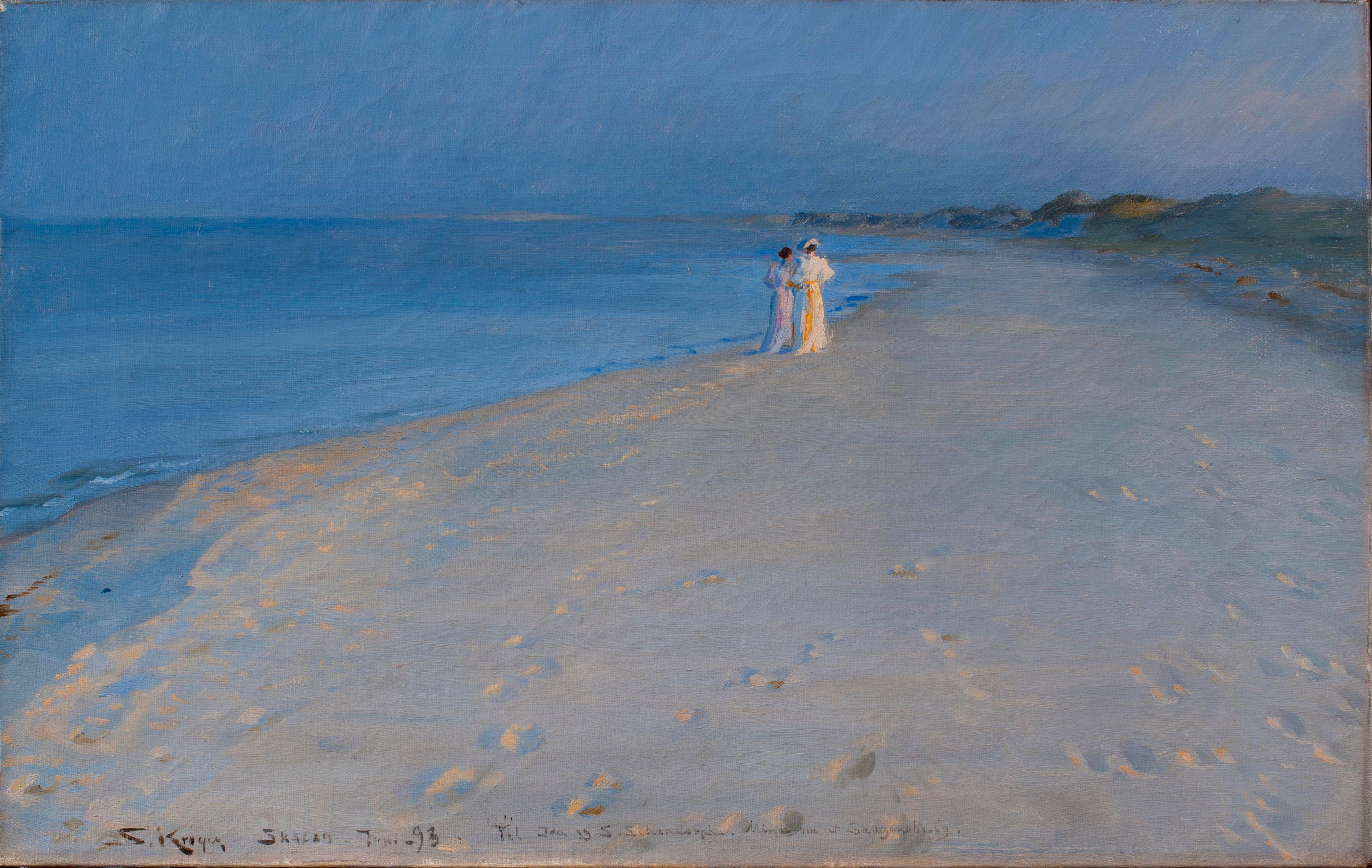 Soirée d'été à la plage sud, Skagen. Anna Ancher et Marie Krøyer (étude) - Peder Severin Krøyer