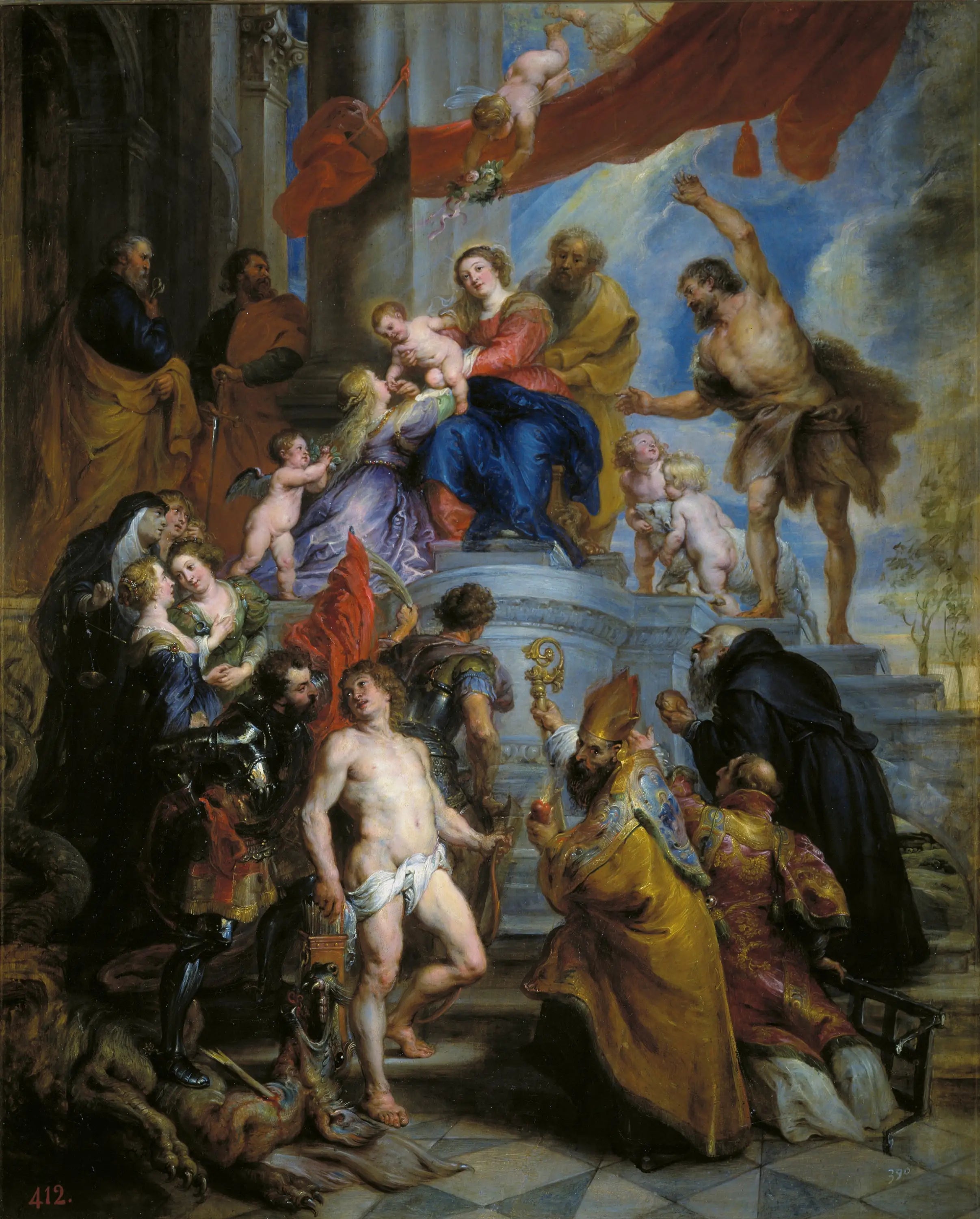 La Sainte Famille entourée de Saints - Peter Paul Rubens - Alpha Reproduction