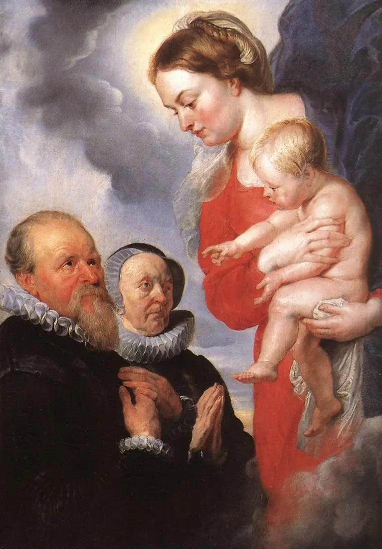 Vierge à l’Enfant et portraits des donateurs. Alexandre Goubau et son épouse Anne Antoni - Peter Paul Rubens - Alpha