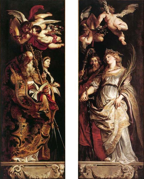 Élévation de la Croix : saints Éloi et Catherine - Peter Paul Rubens