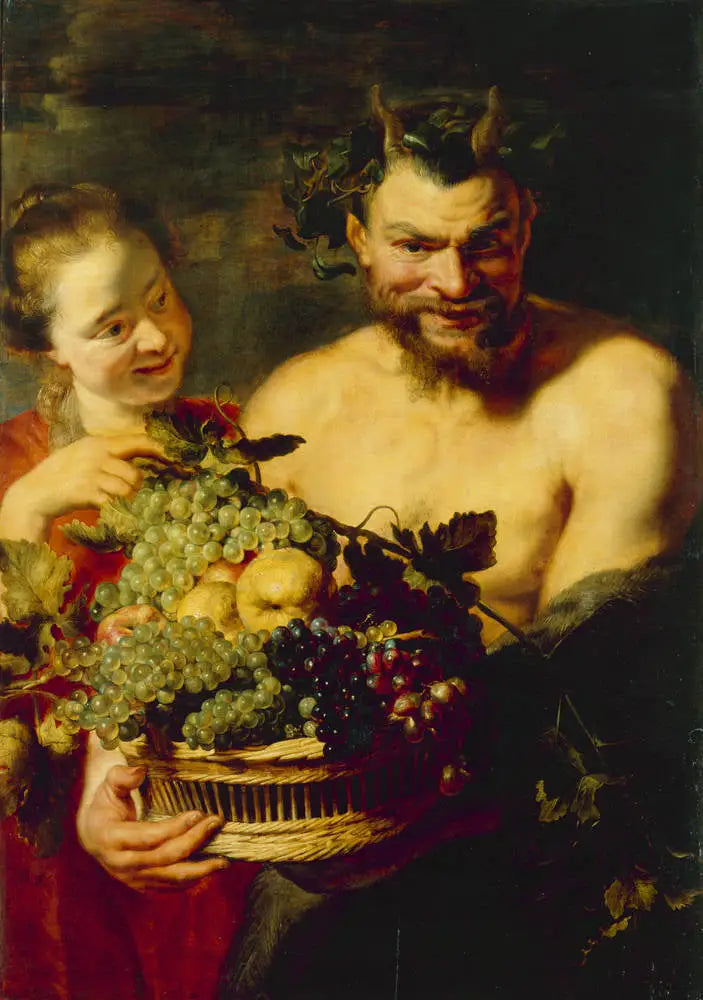 Satyre et fille avec un panier de fruits - Peter Paul Rubens - Alpha Reproduction