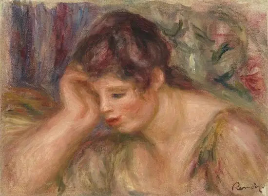 Kvinne med albuen på bordet - Pierre-Auguste Renoir