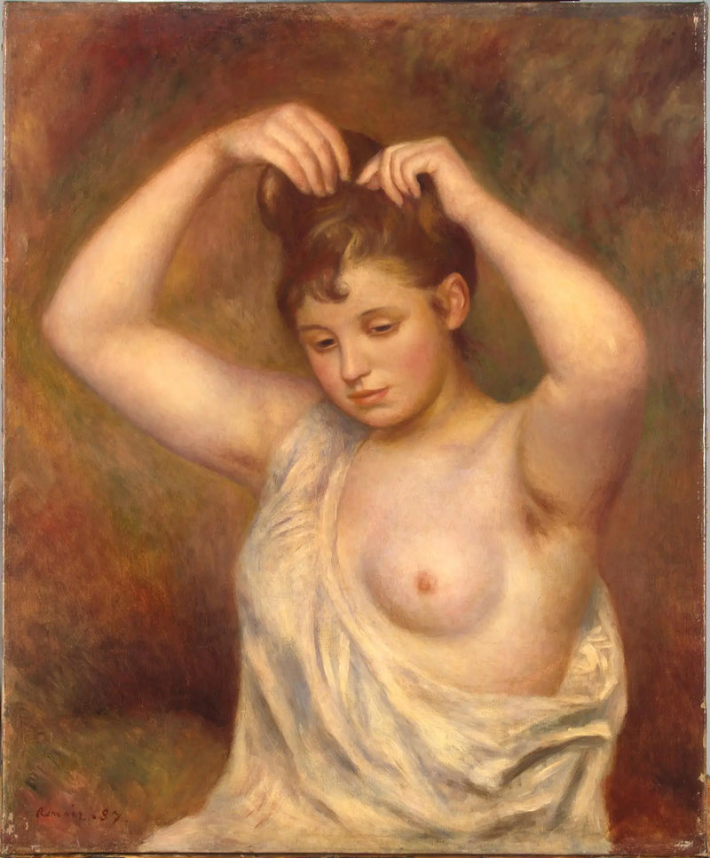 Kvinne som ordner håret - Pierre-Auguste Renoir