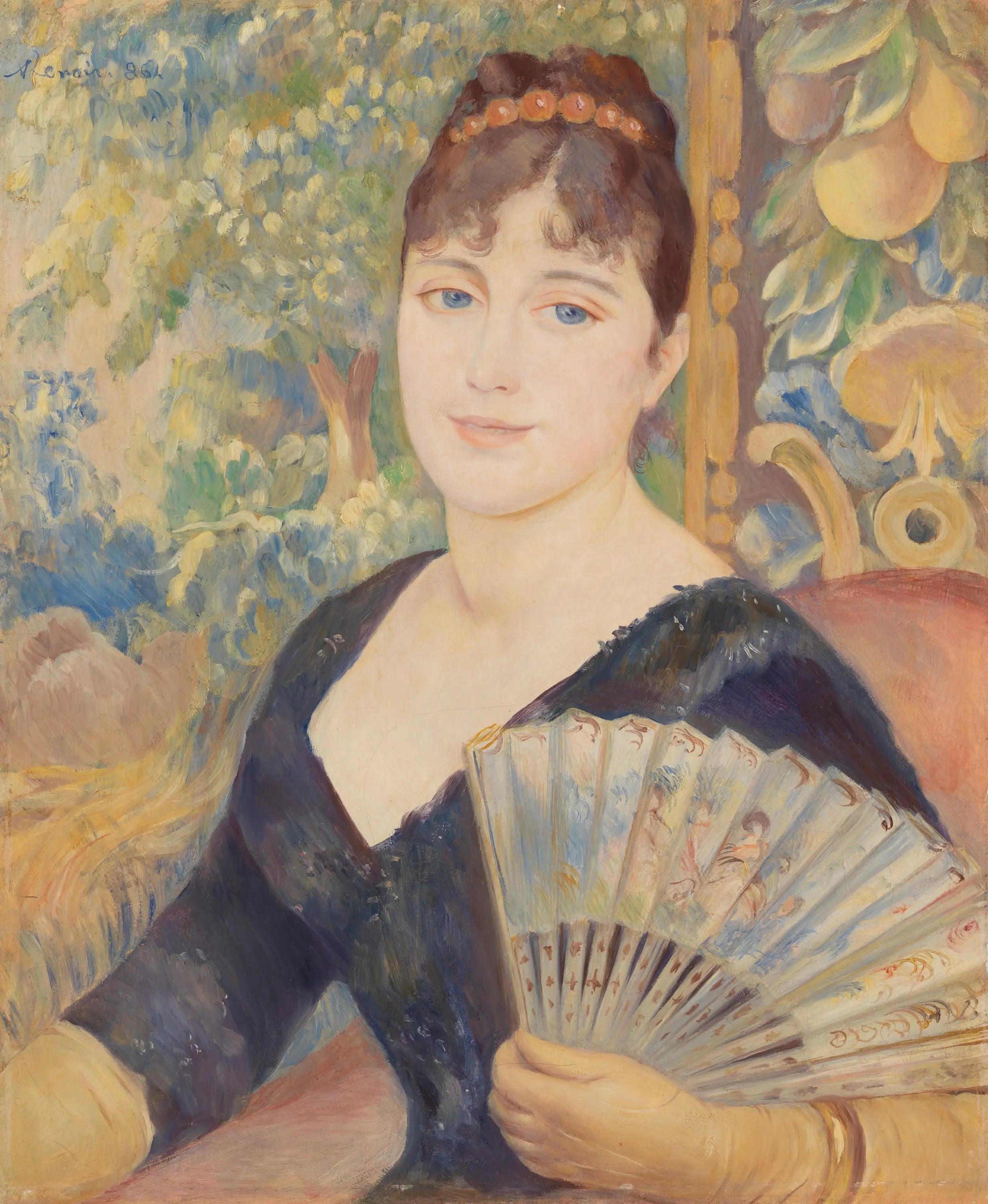 Reproduction du tableau « Femme à l'éventail - Pierre-Auguste Renoir » par Alpha Reproduction en peinture à l’huile