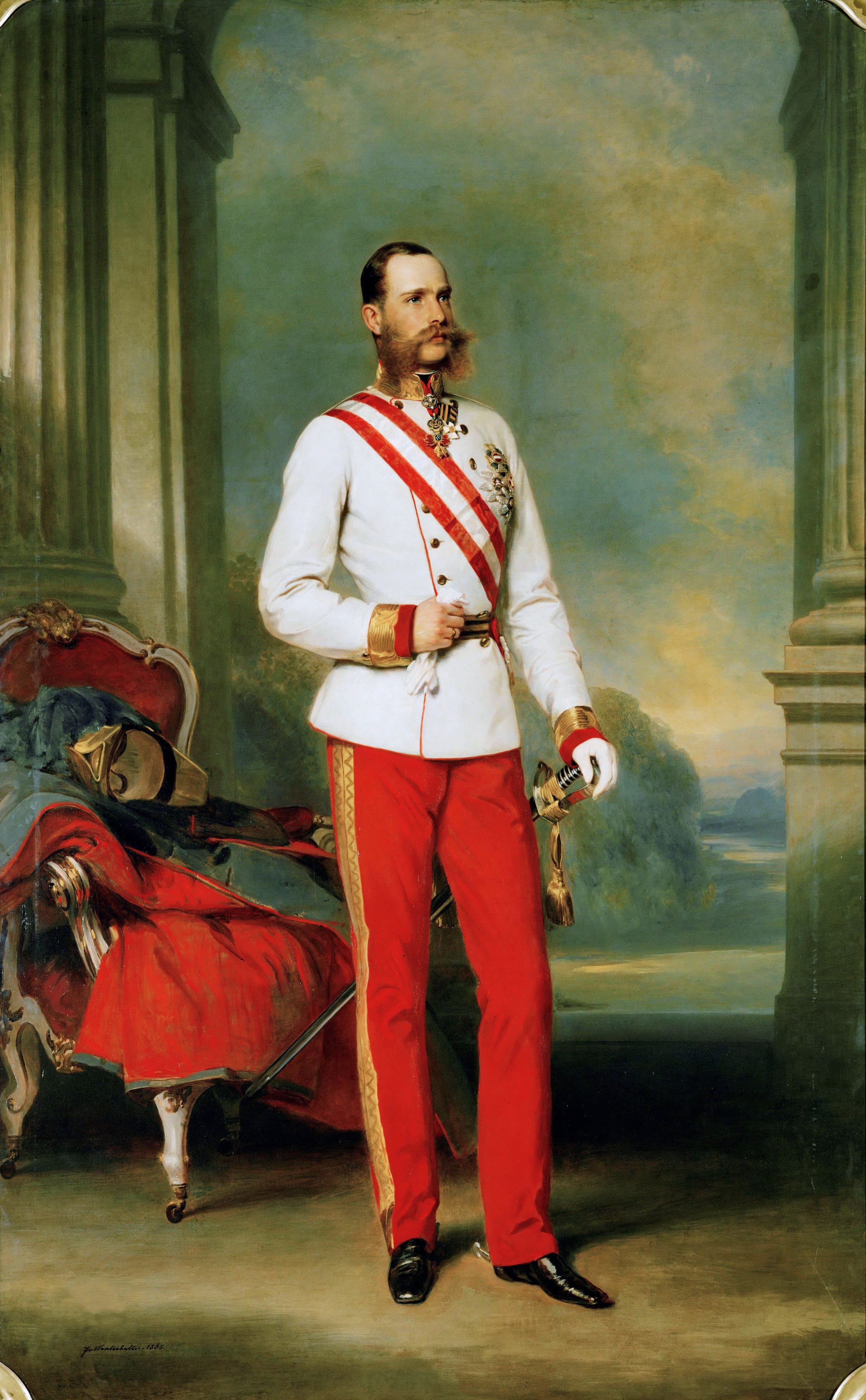 François-Joseph Ier, empereur d'Autriche, portant un uniforme de maréchal avec la grande étoile de l'ordre militaire de Marie-Thérèse - Franz Xaver Winterhalter