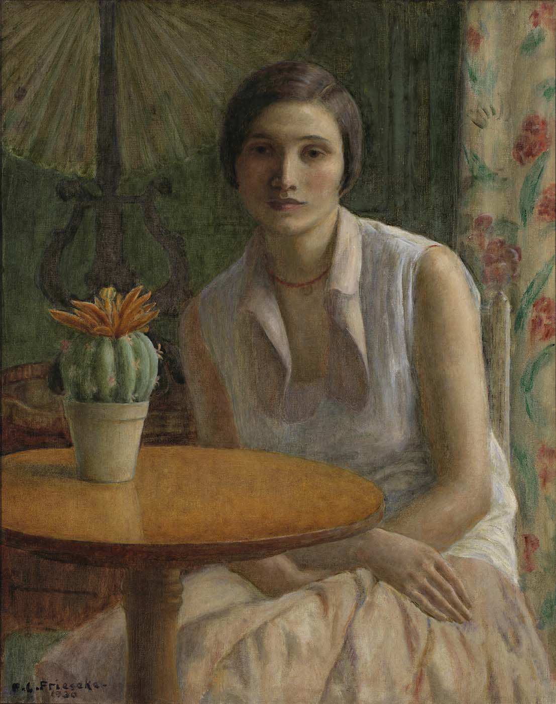 Portrait d’une femme (avec un cactus) - Frederick Carl Frieseke - Alpha Reproduction