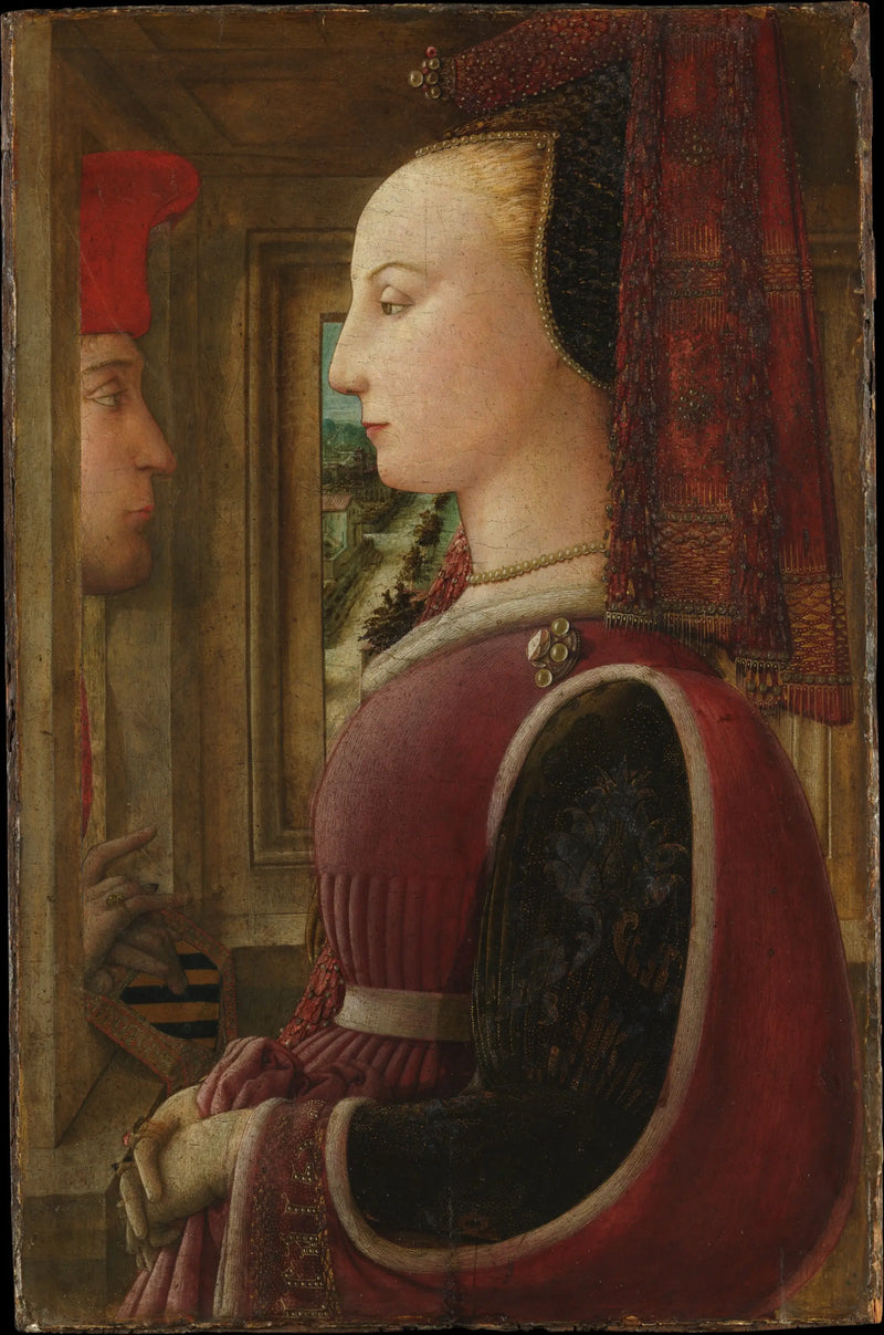 Portrett av en kvinne og en mann ved vinduet - Fra Filippo Lippi