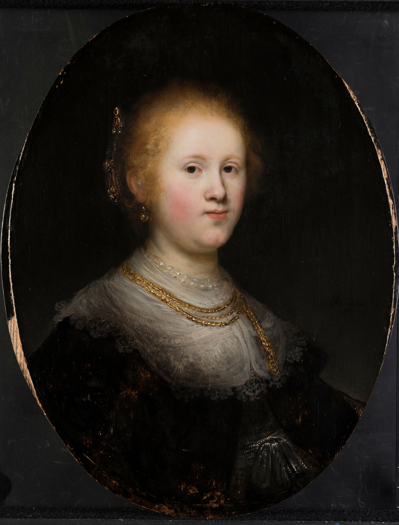 Reproduction du tableau « Portrait d'une jeune femme - Rembrandt » par Alpha Reproduction en peinture à l’huile