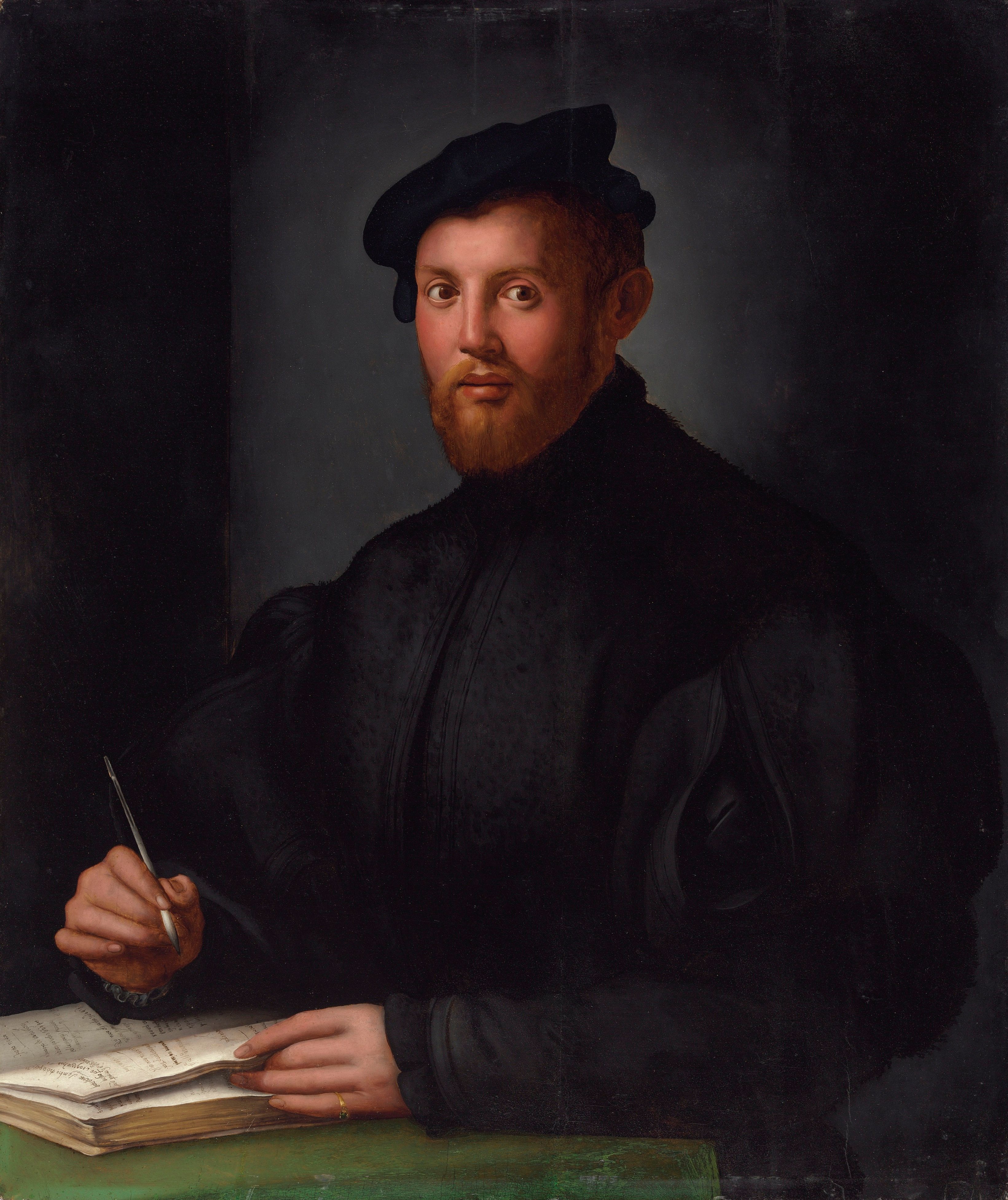 Portrait d'un jeune homme en noir avec un livre - Bronzino