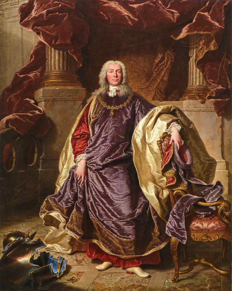 Portrett av prins Joseph Wenzel I av Liechtenstein i stor orden av Gyllene Fleece - Hyacinthe Rigaud