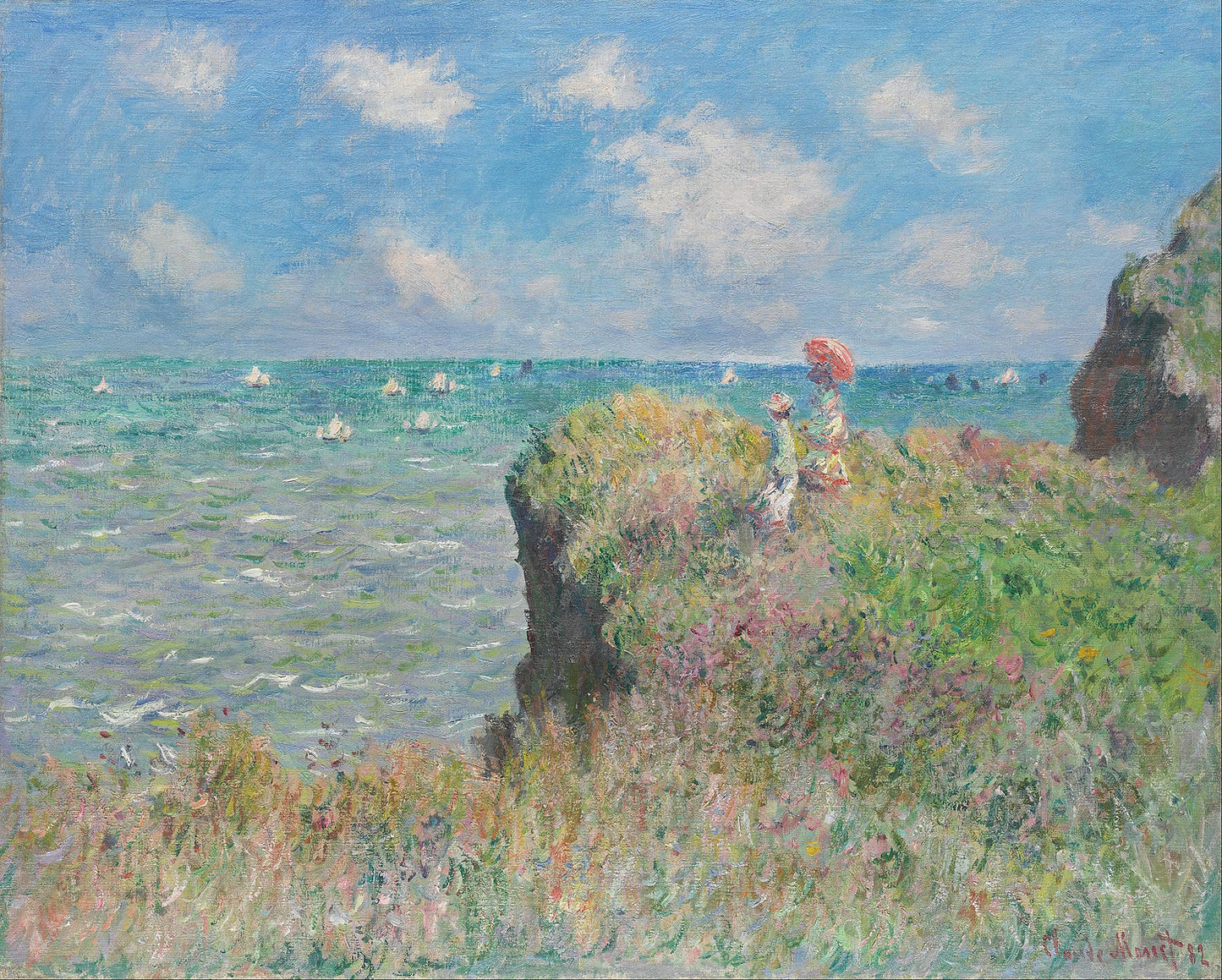 🎨 Promenade på klippen i Pourville – Claude Monet, 1882